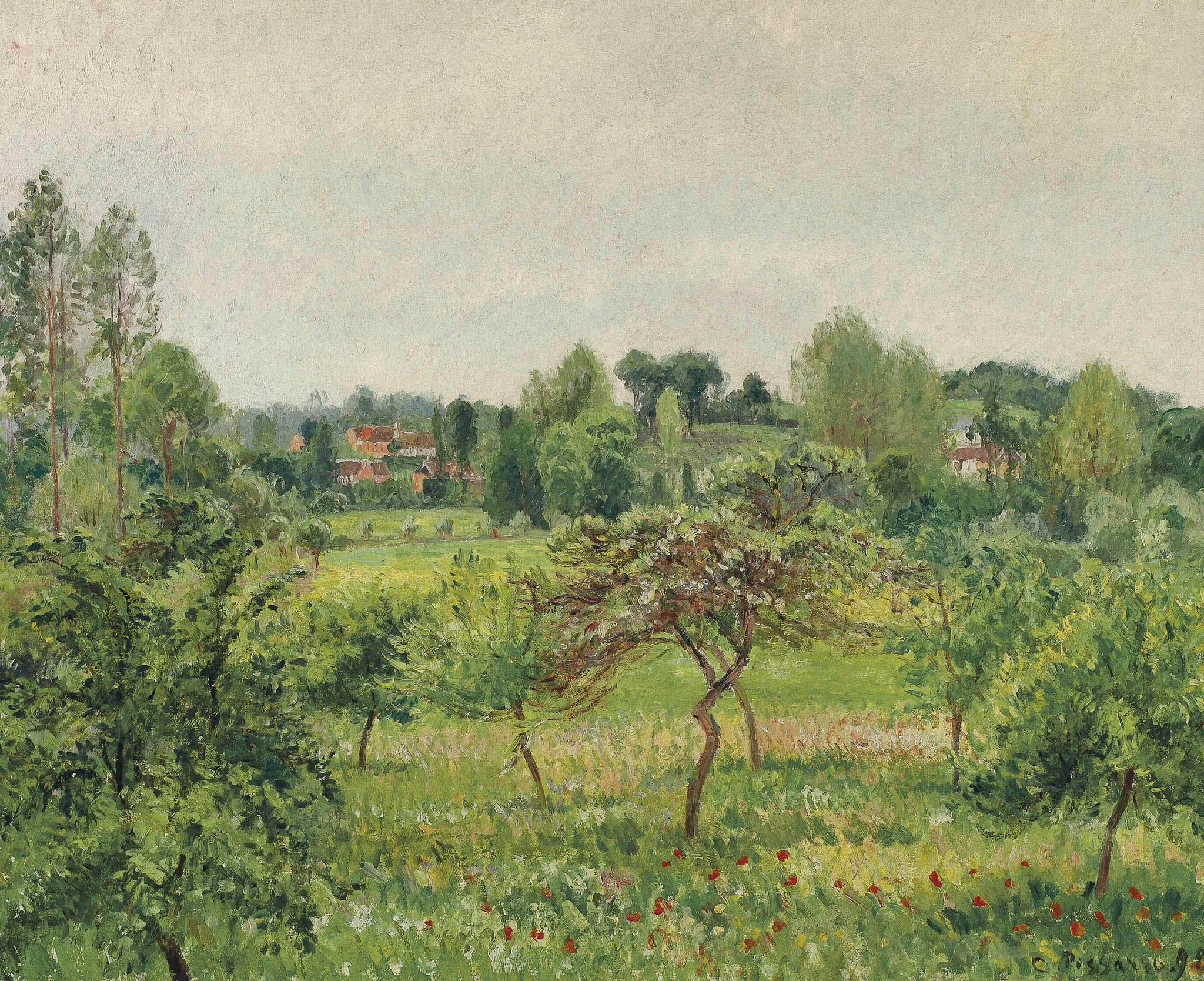 June, Rainy Weather, Éragny, by Camille Pissarro, oil, 1900