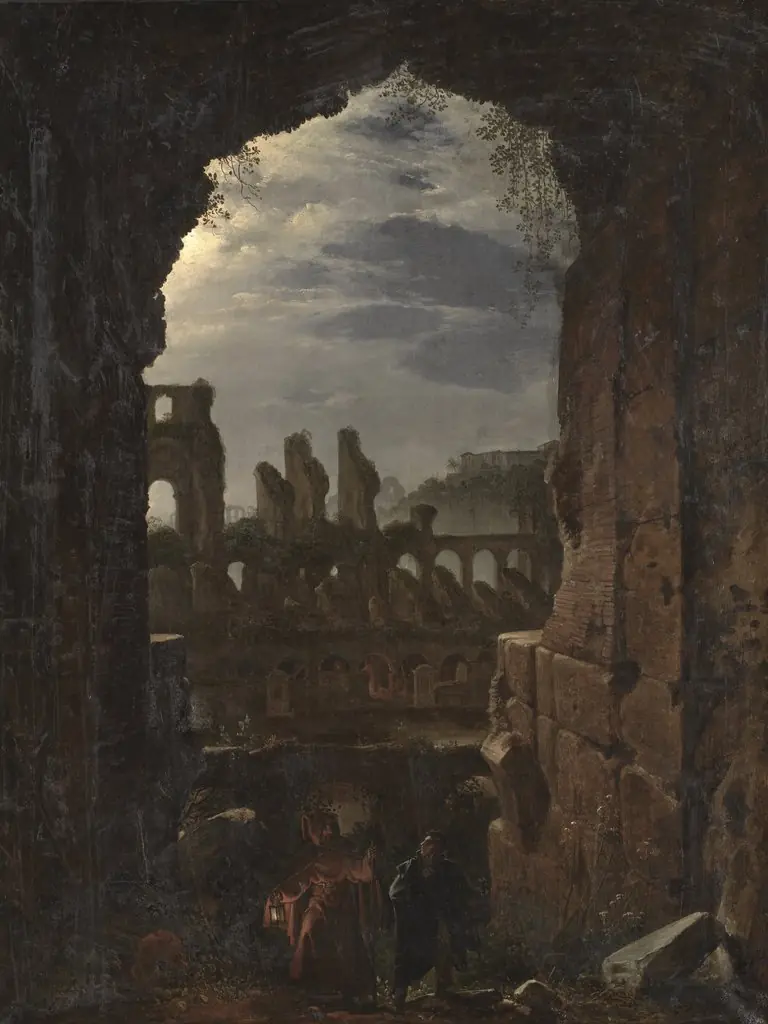 View of the Colosseum in Moonlight