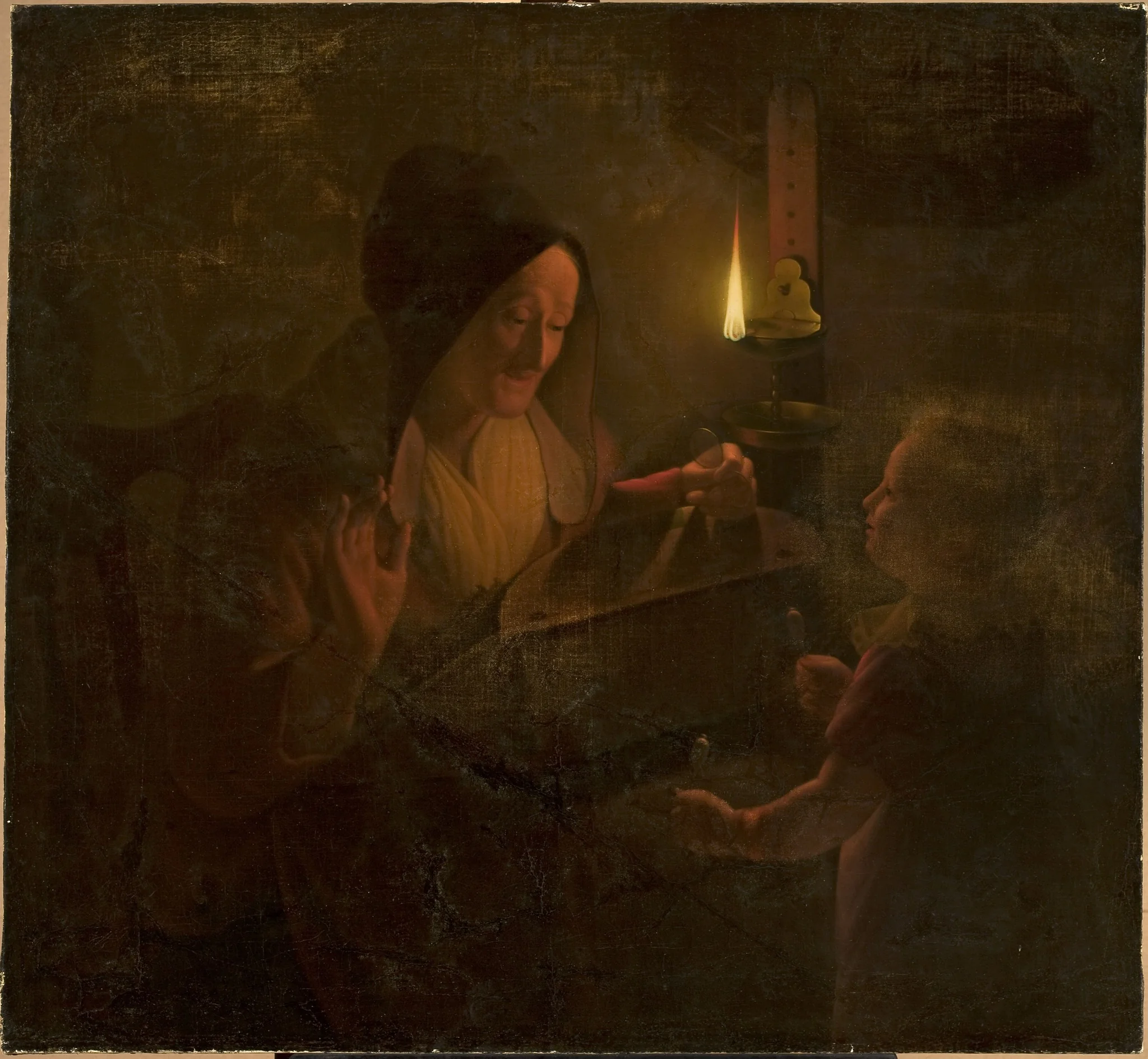 Figural scene by candlelight, by Michiel Versteegh, oil, 1806