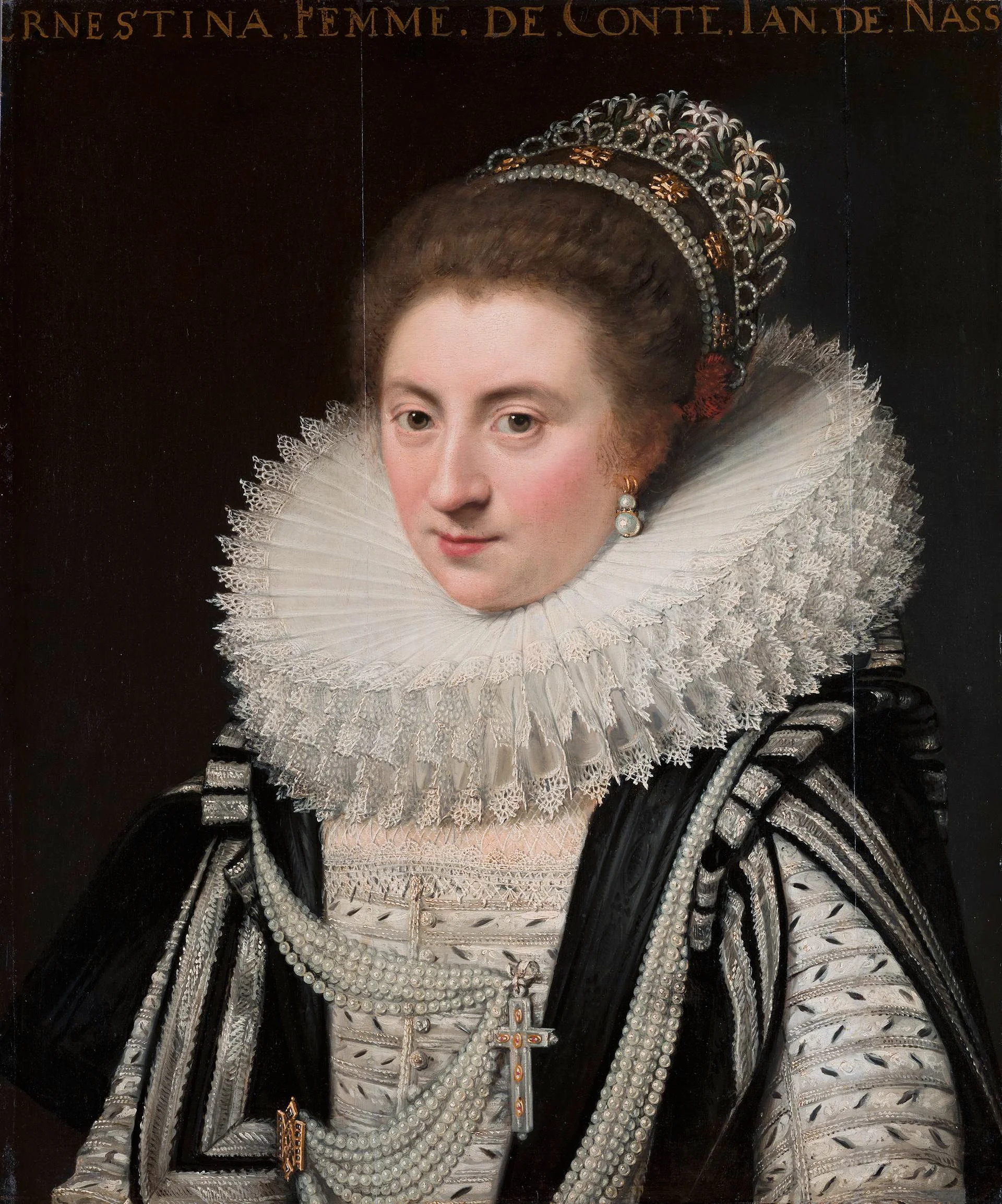 Portrait of Ernestine Yolande (1594-1663), Princess of Ligne, by Jan van Ravesteyn, oil, 1620