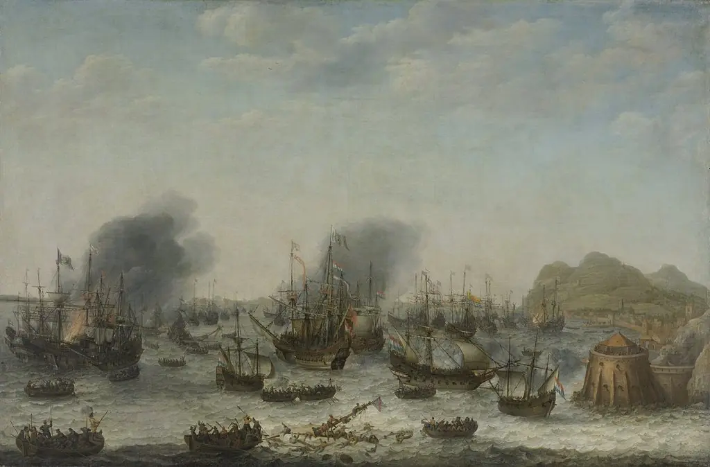 The defeat of the Spanish at Gibraltar by a Dutch fleet under the command of Admiral Jacob van Heemskerck, 25 April 1607