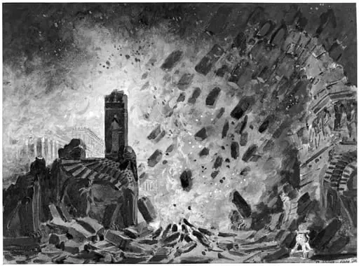 Drawing of scenery and props in Sardanapalus