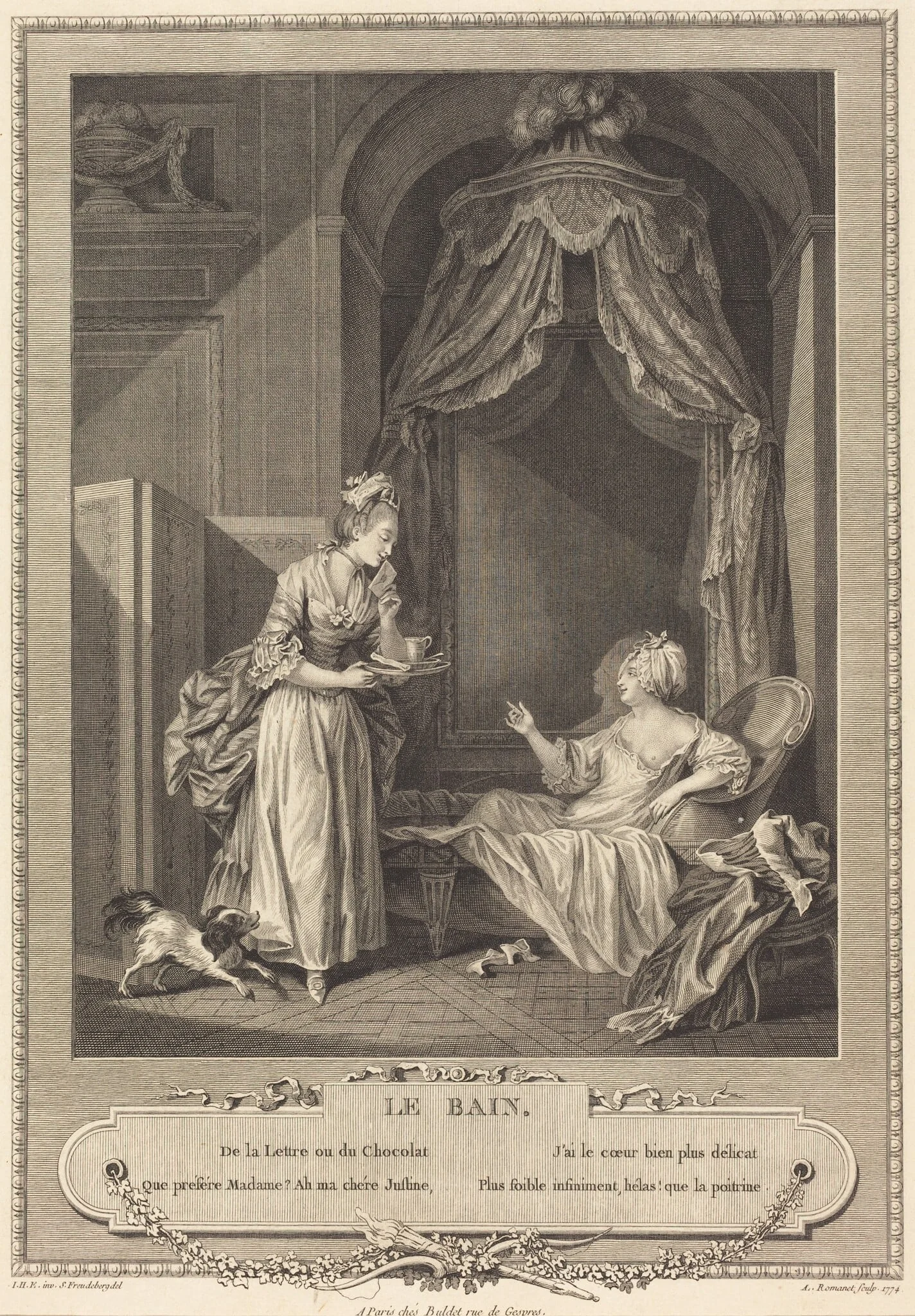 Le bain, by Antoine Louis Romanet, ink, 1774