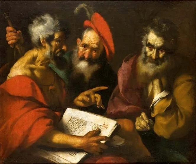 Dispute of the three wise men., by Bernardo Strozzi, oil, 1622