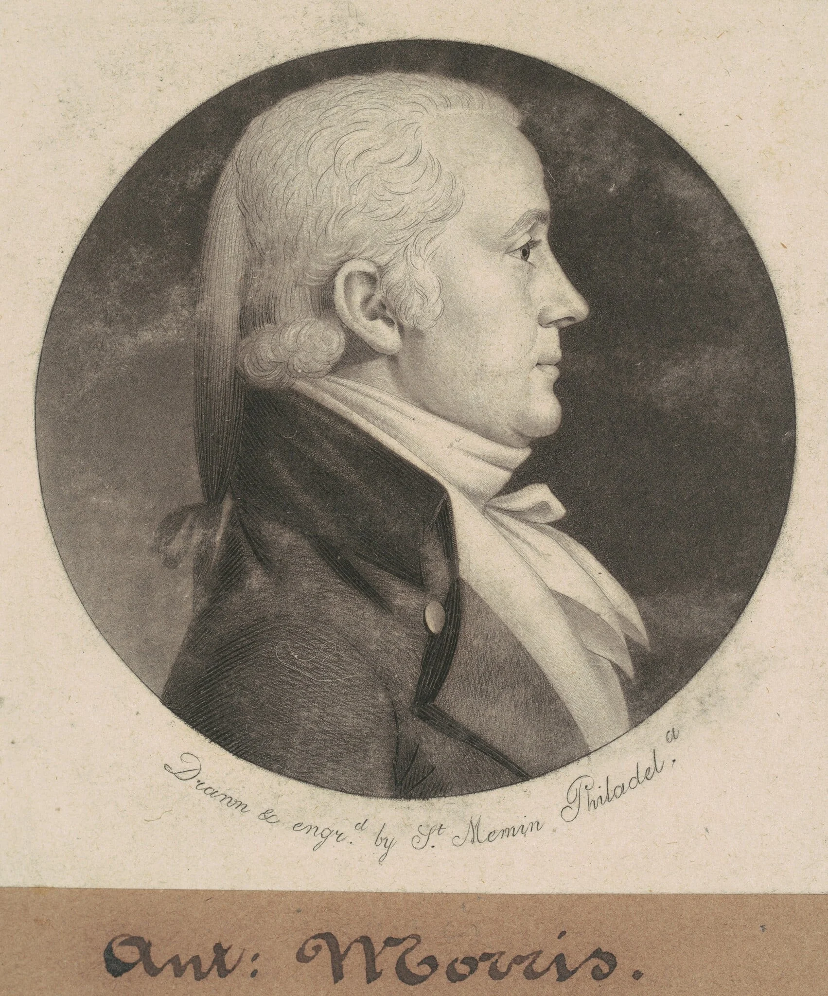 Anthony Morris, by Charles Balthazar Julien Févret de Saint-Mémin, ink, 1802
