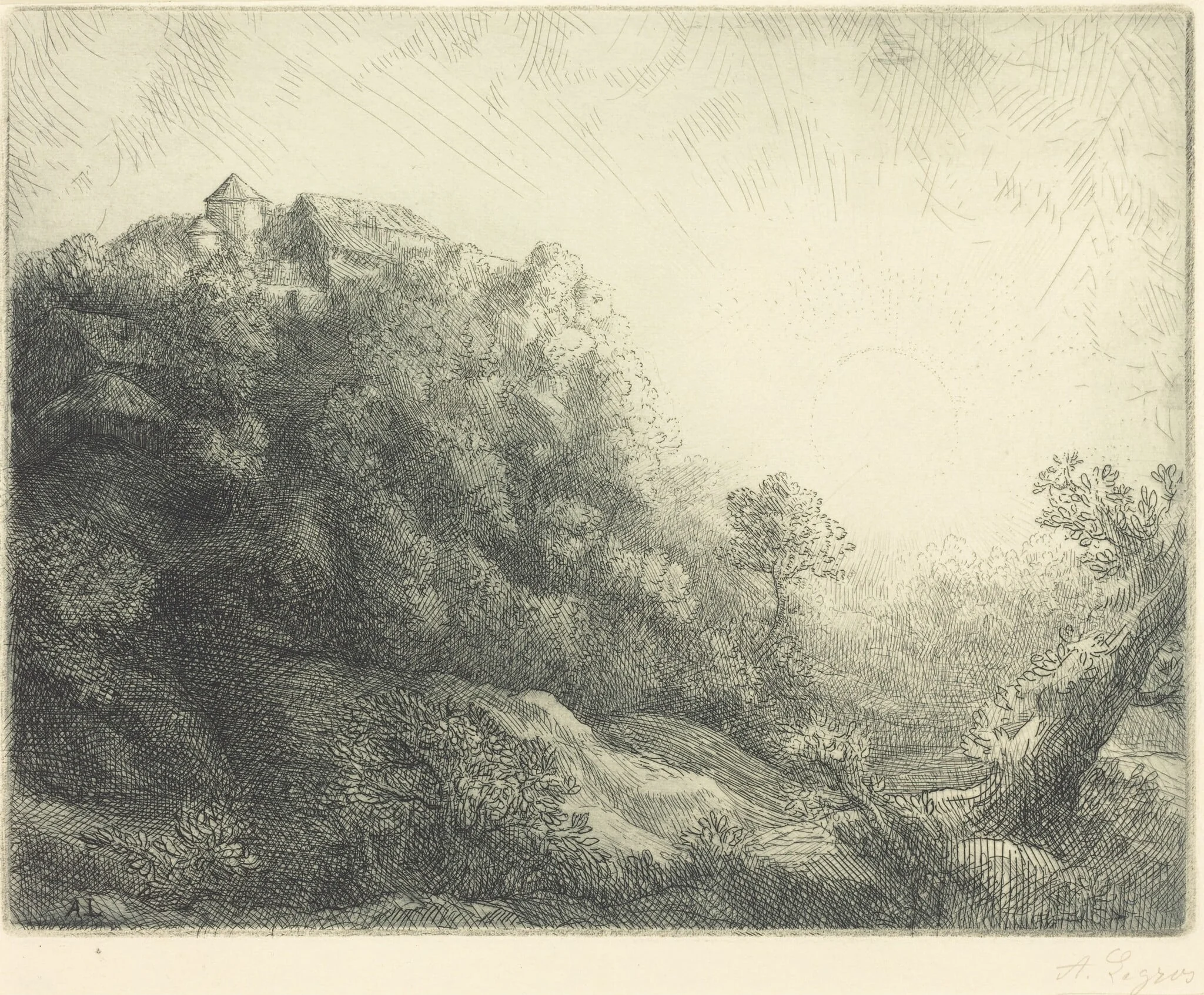 Sunrise (Lever du soleil: L'automne), by Alphonse Legros, ink, 1874
