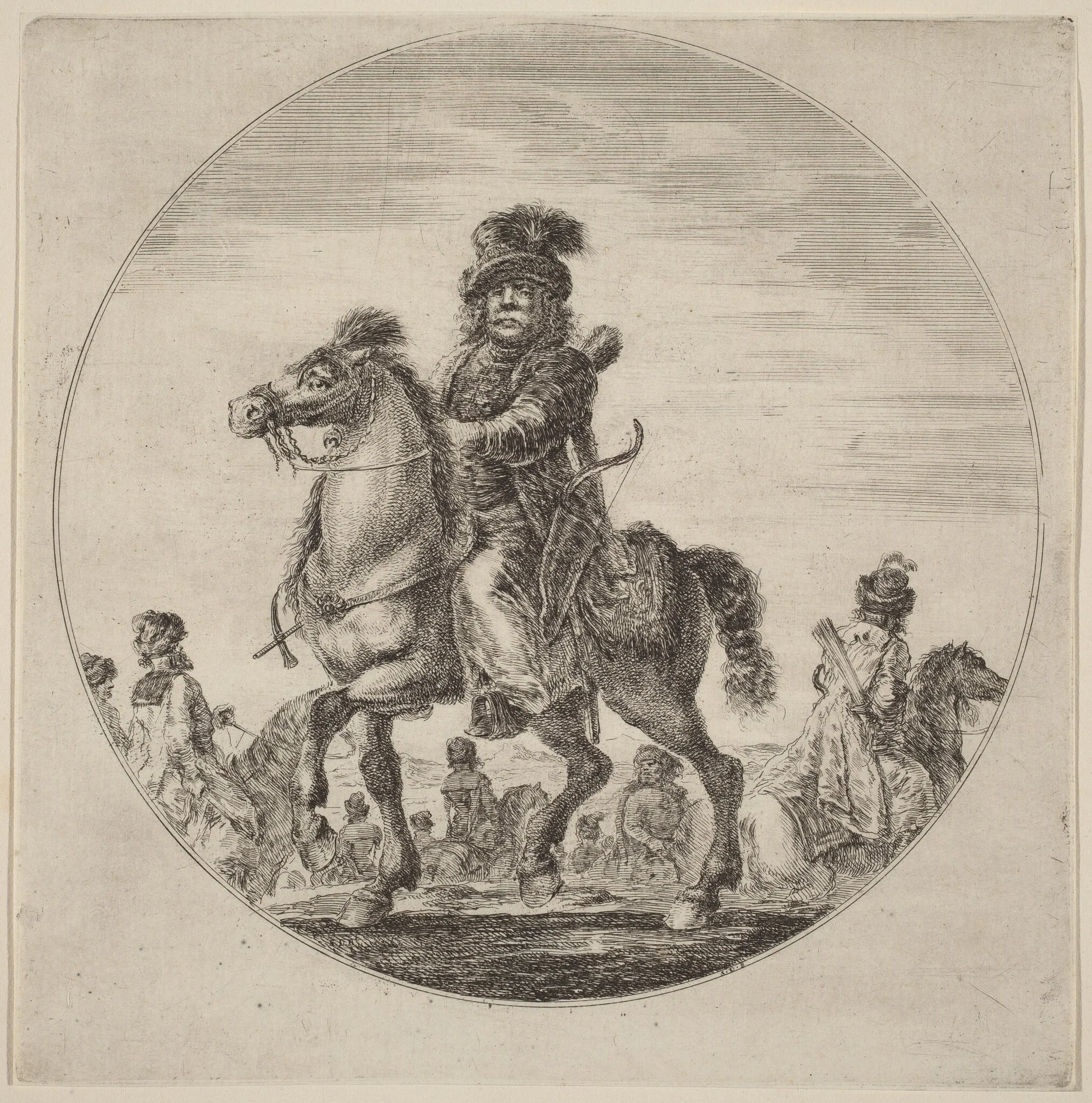 Hungarian Cavalier, by Stefano Della Bella, ink, 1637