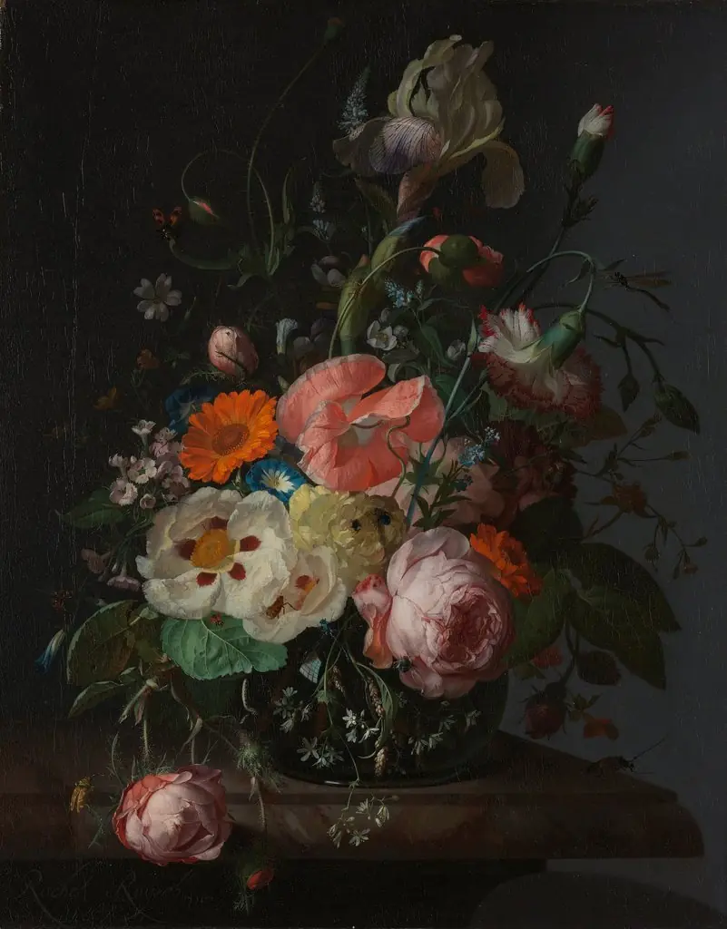 Still Life with Flowers on a Marble Slab