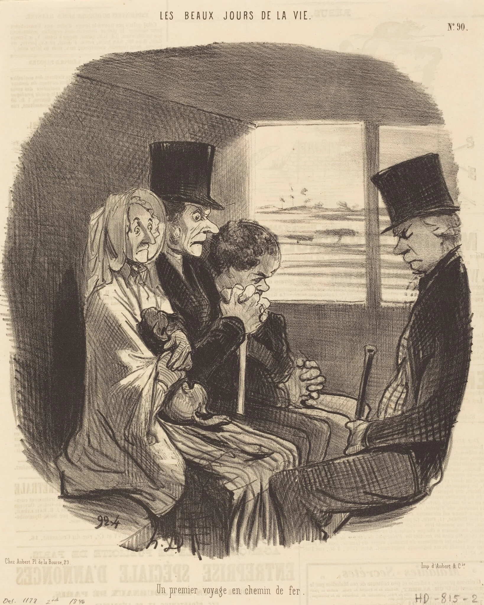 Un Premier voyage en chemin de fer, by Honoré Daumier, ink, 1846