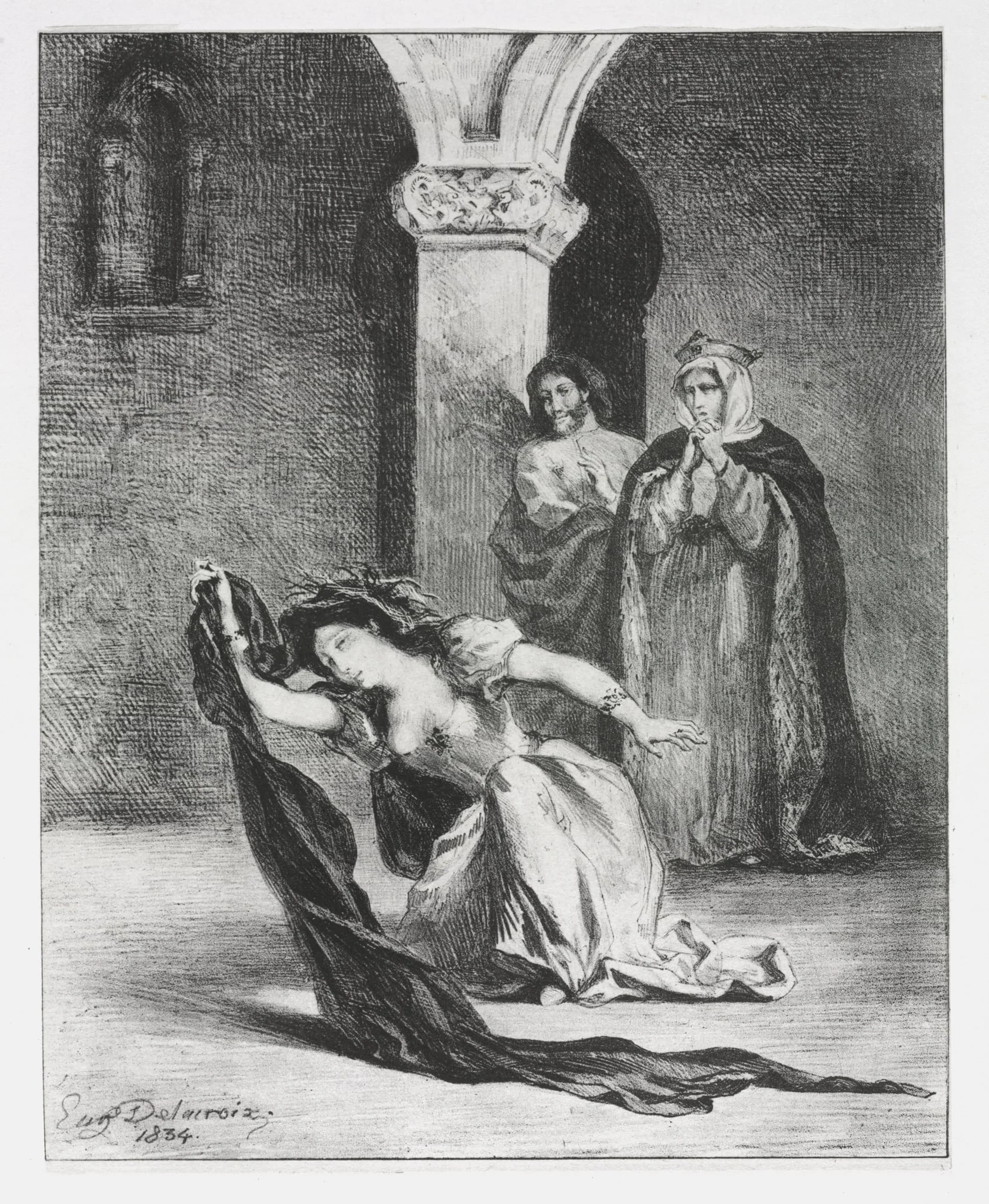 Hamlet:  The Chant of Ophelia, by Eugène Delacroix, 1834