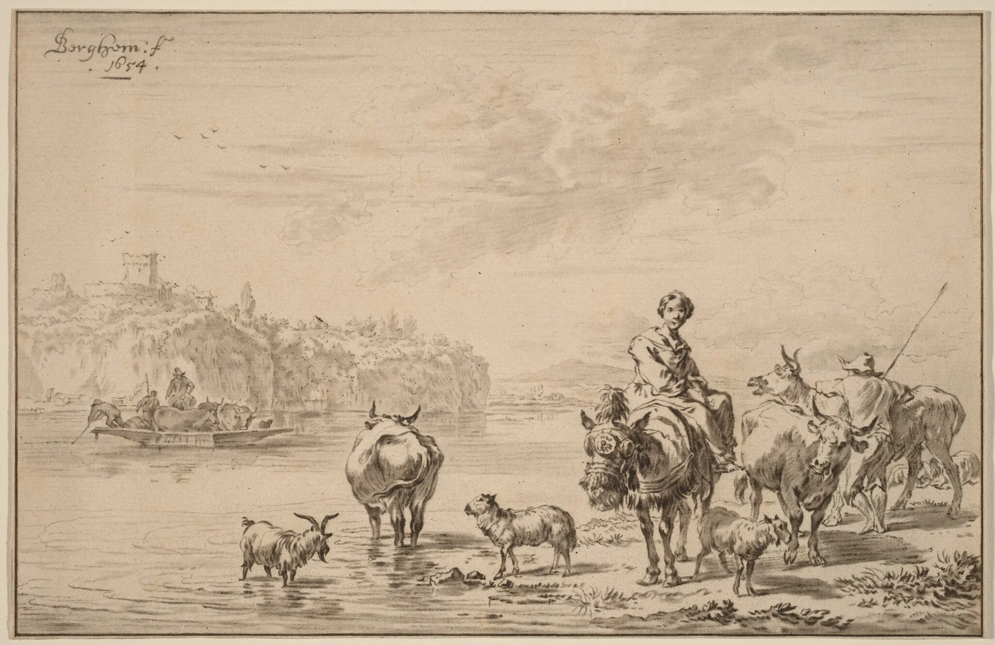 Woman Seated on a Mule