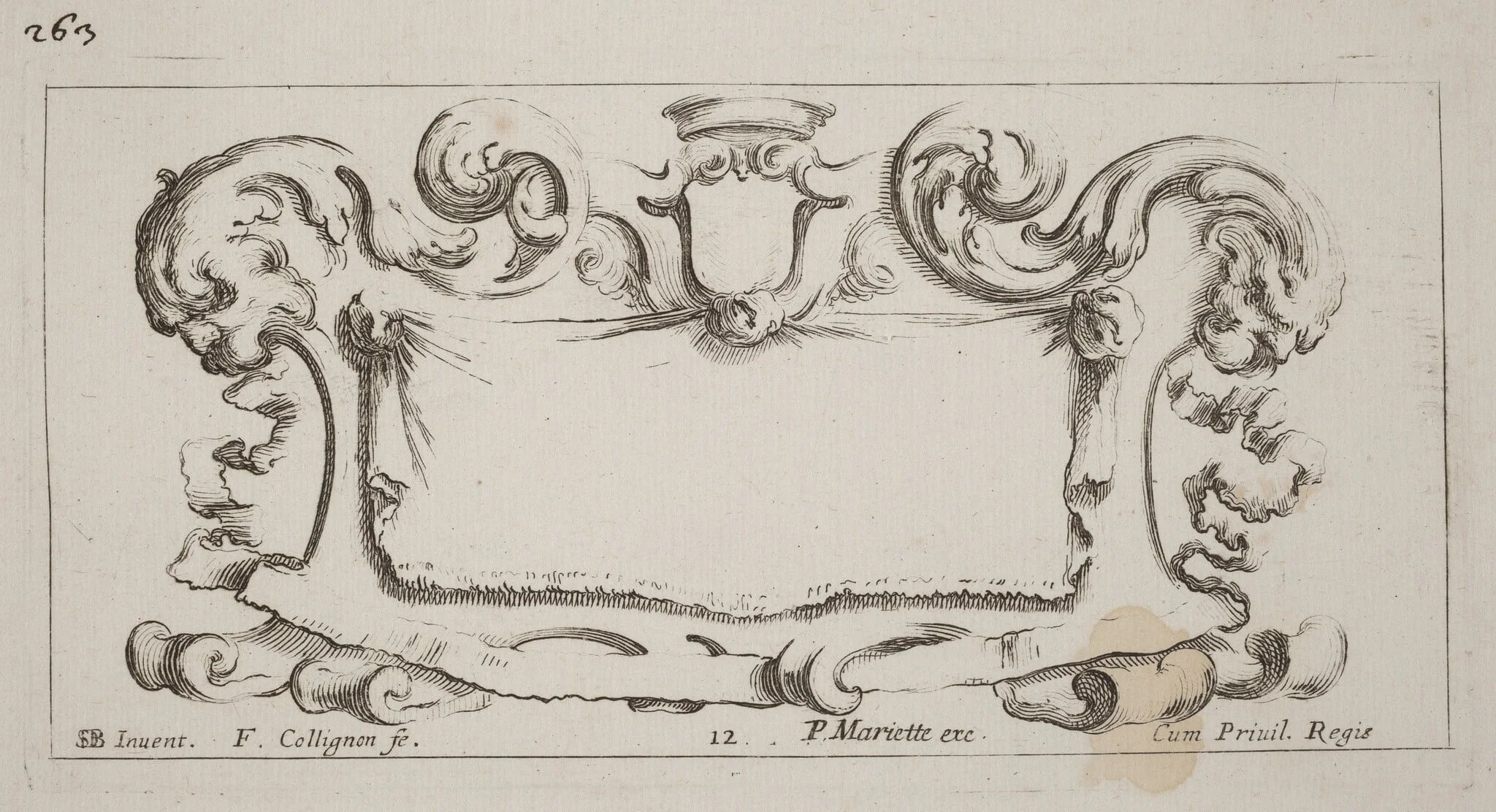 Cartouche, by François Collignon, ink, 1646