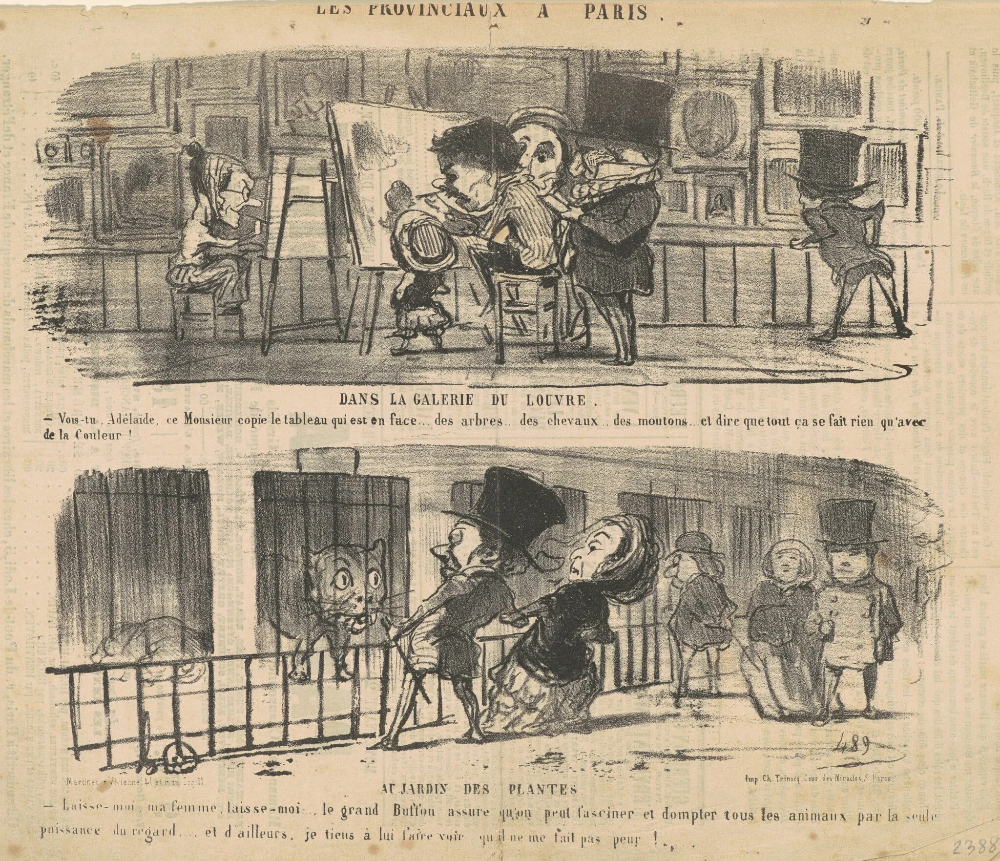 Dans la galerie du Louvre, by Honoré Daumier, ink, 1853