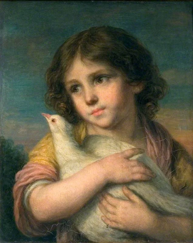 Innocence: A Girl with a Dove, by Jean-Baptiste Greuze, oil, 1775