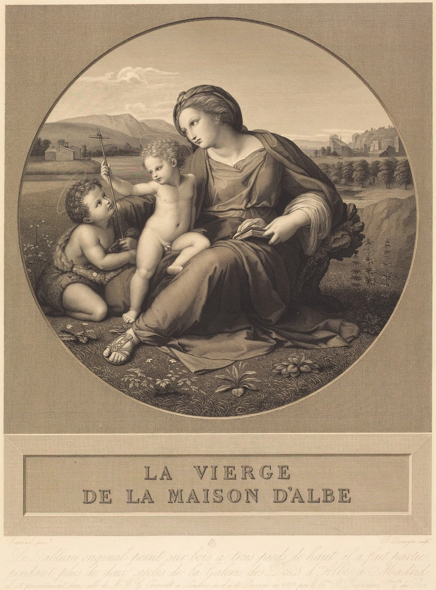 The Alba Madonna, by Auguste-Gaspard-Louis Baron Desnoyers, ink, 1827