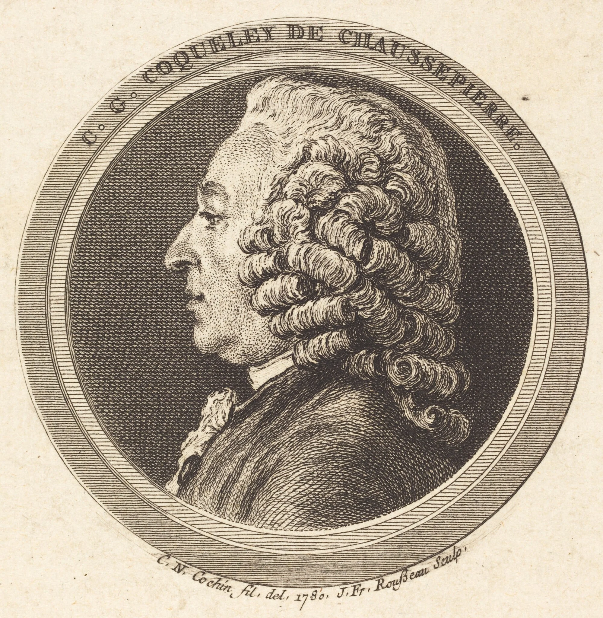 Charles-Georges Coqueley de Chaussepierre, by Jean Francois Rousseau, ink, 1780