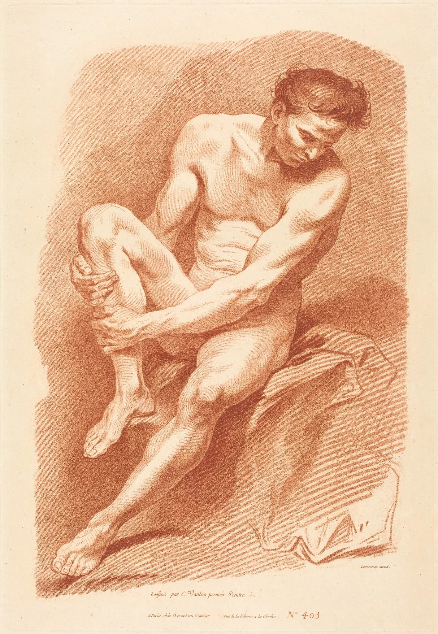Academy, by Gilles Demarteau the Elder, chalk, 1749