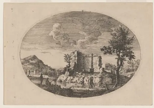 Ruined Two-Story Building with Mountains in Distance