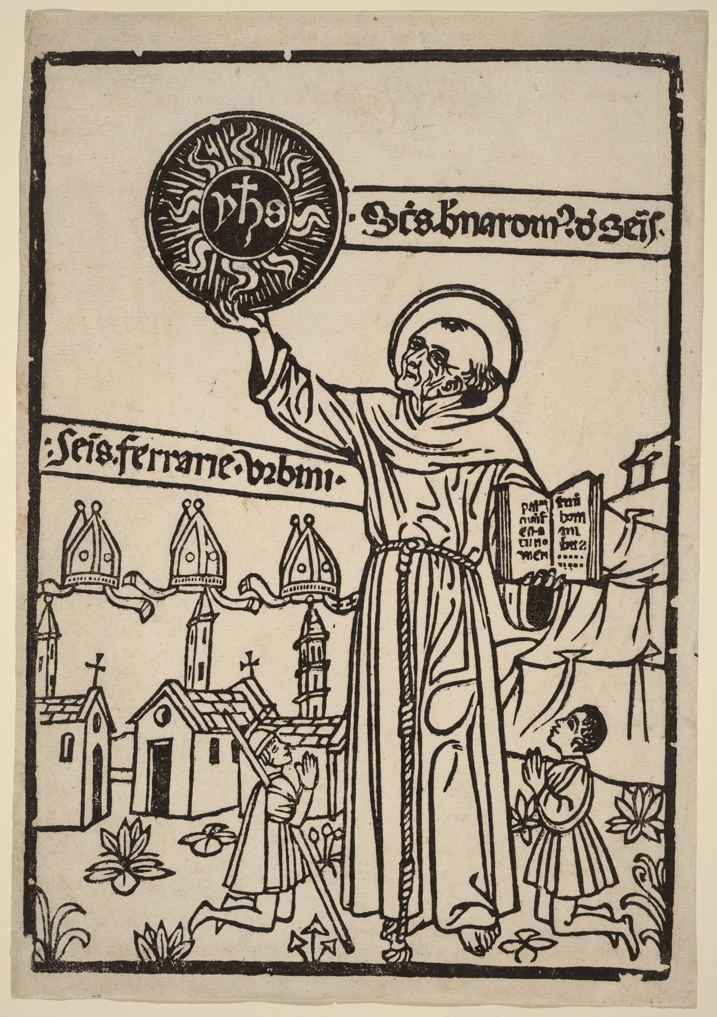 Saint Bernardino of Siena, by Italian 15th Century, ink, 1475