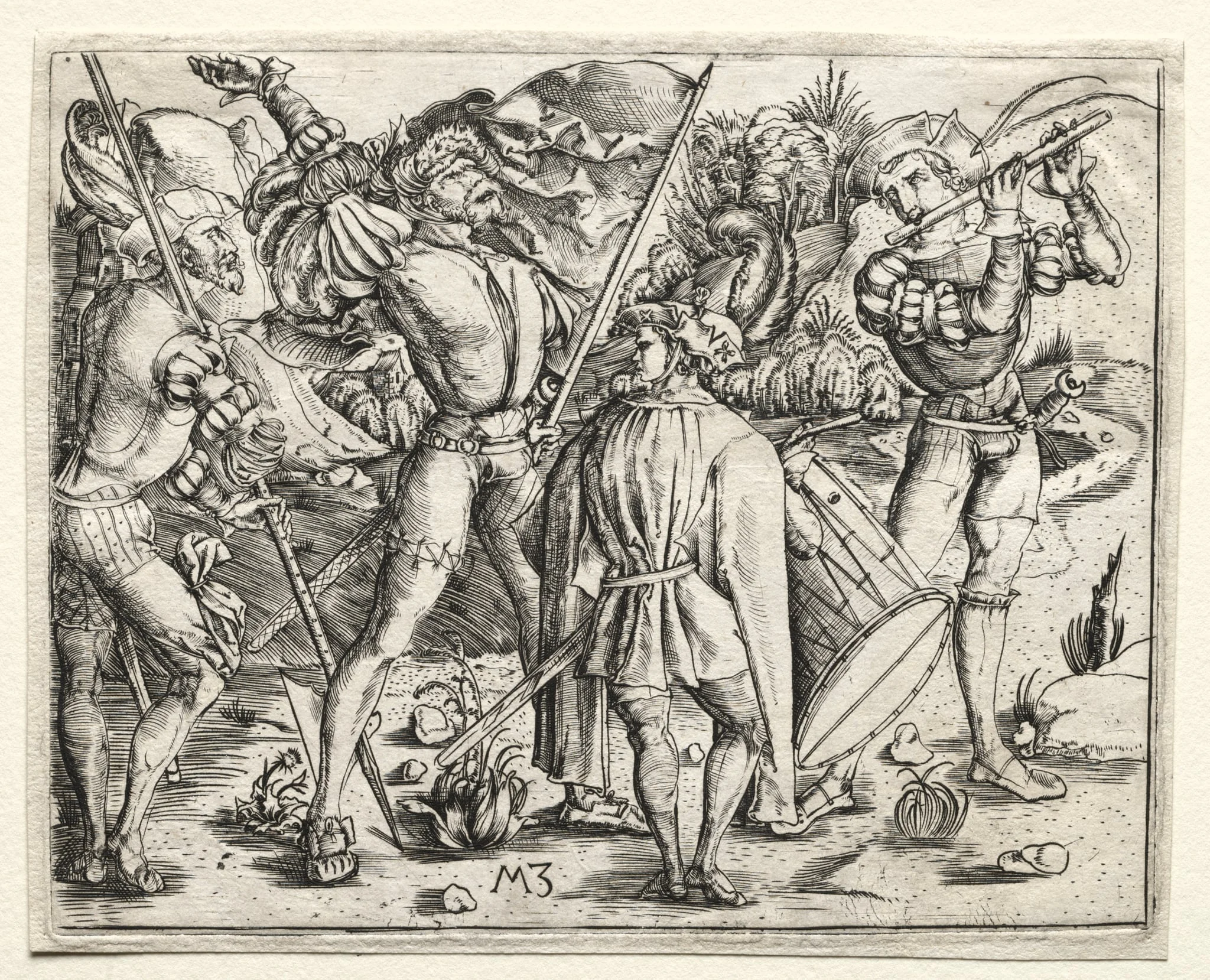 Four Soldiers and Military Band