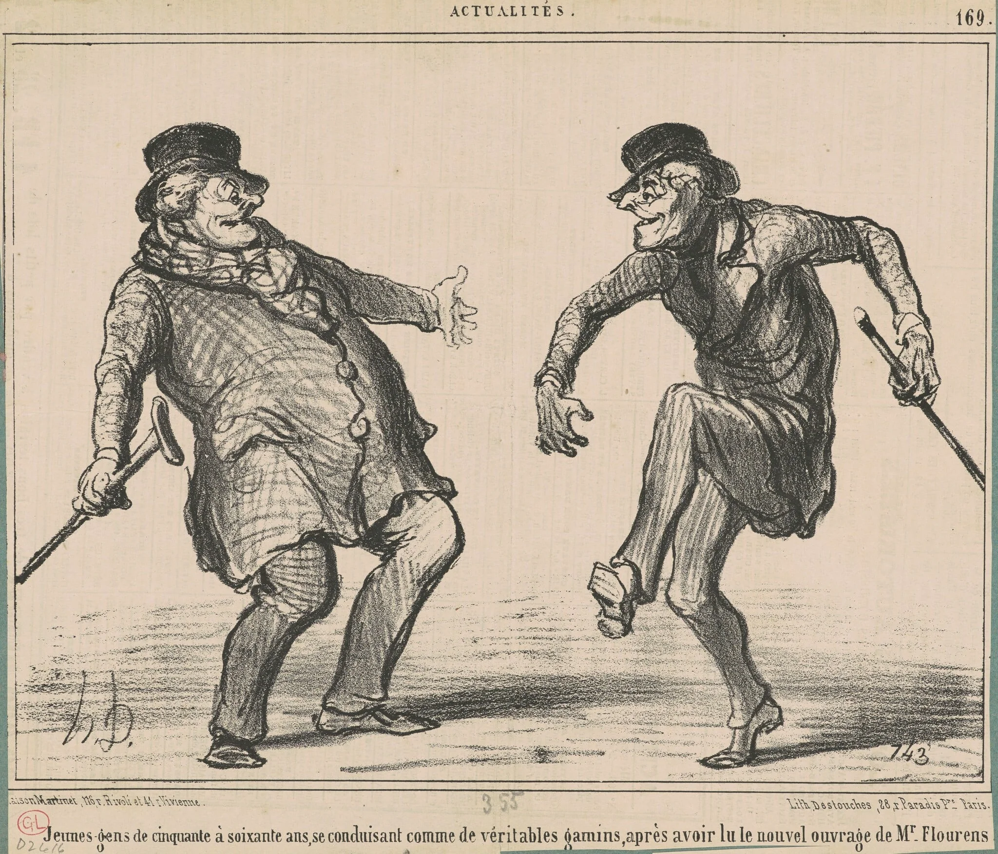 Jeunes gens de cinquante a soixante ans ..., by Honoré Daumier, ink, 1855