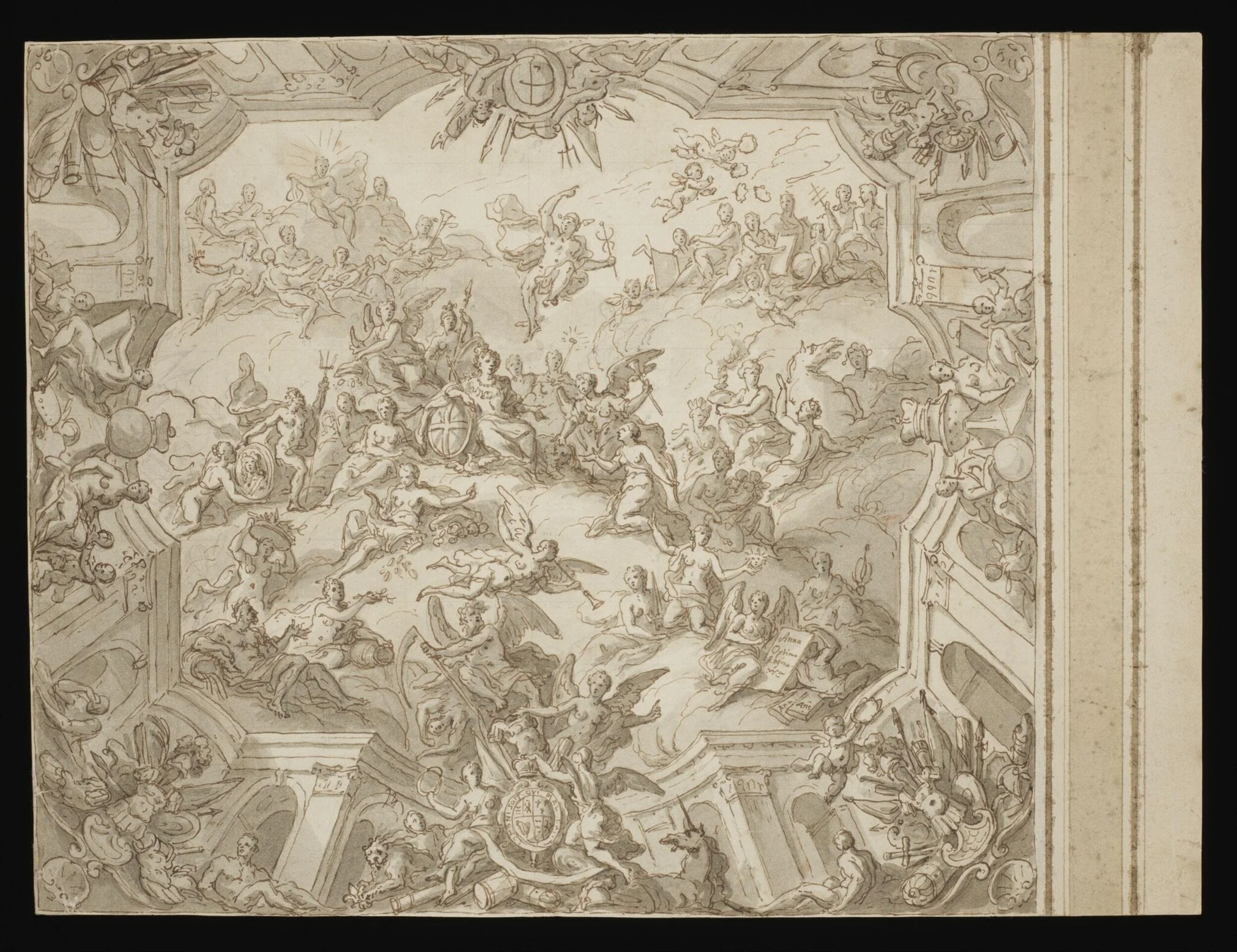 Preliminary design for the ceiling of the Upper Hall at Greenwich, by James, Sir Thornhill, 1707