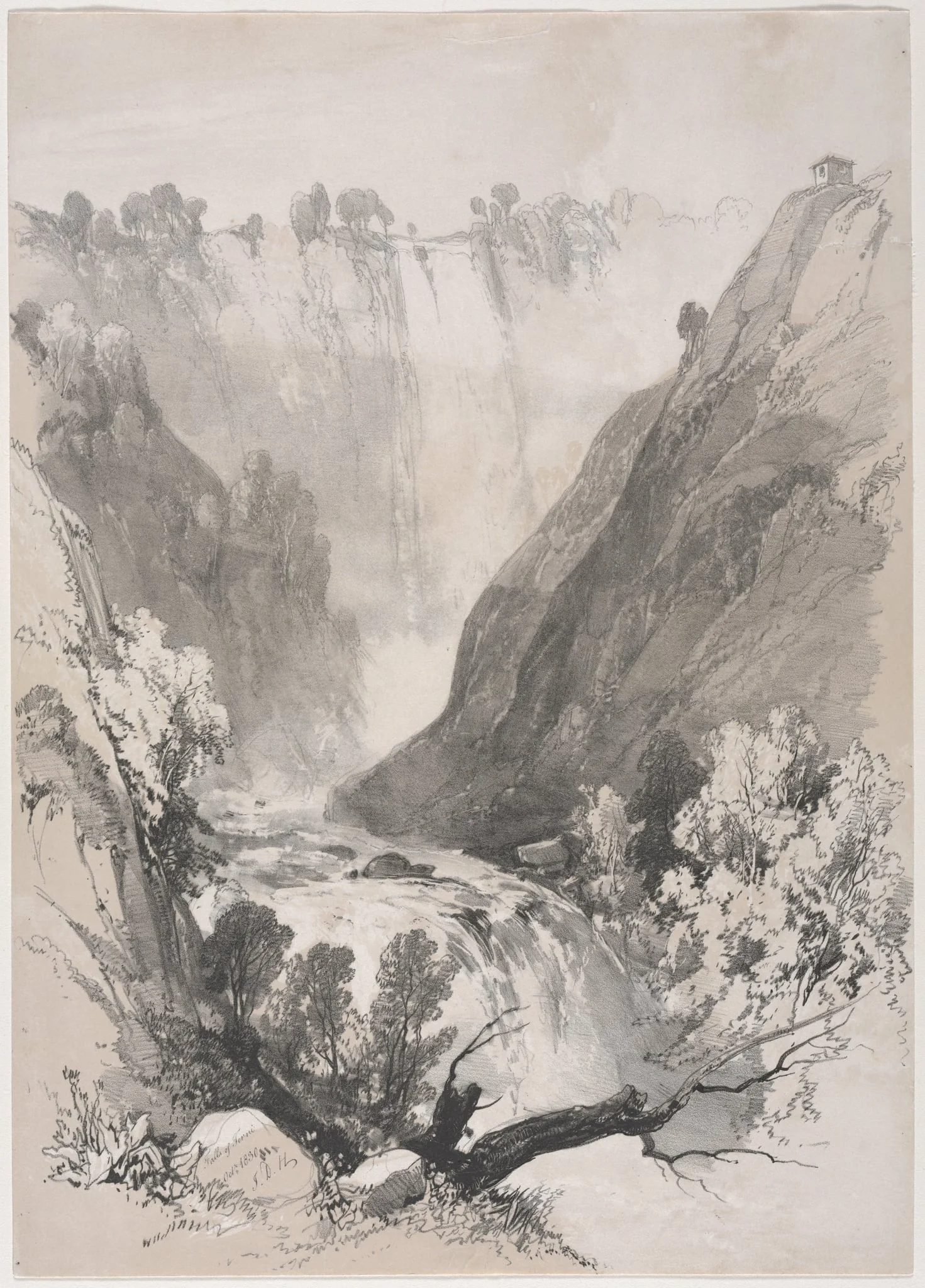 Sketches at Home and Abroad: Falls of Terni, by James Duffield Harding, 1830