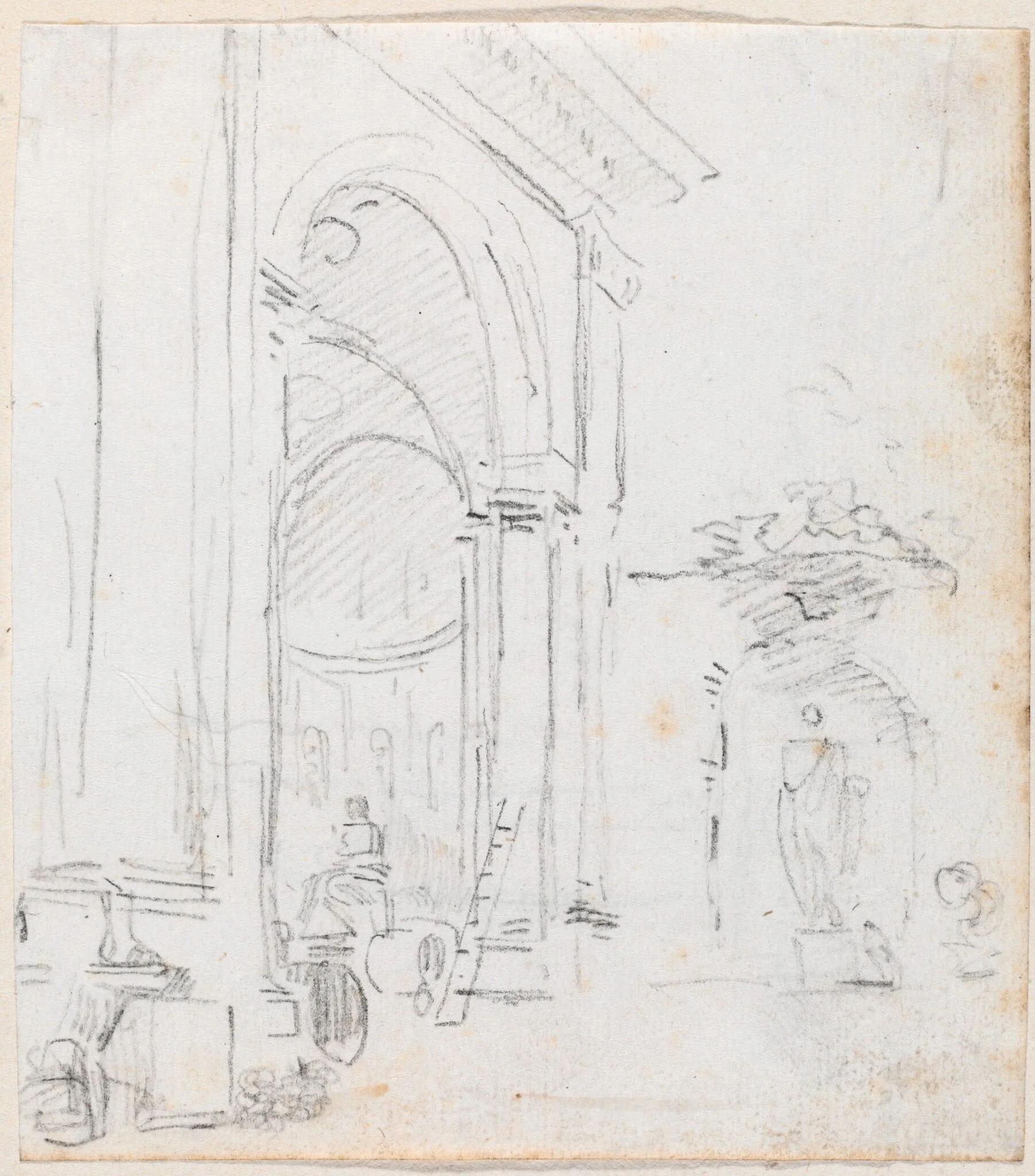 Monumental Arch, by Hubert Robert, chalk, 1760