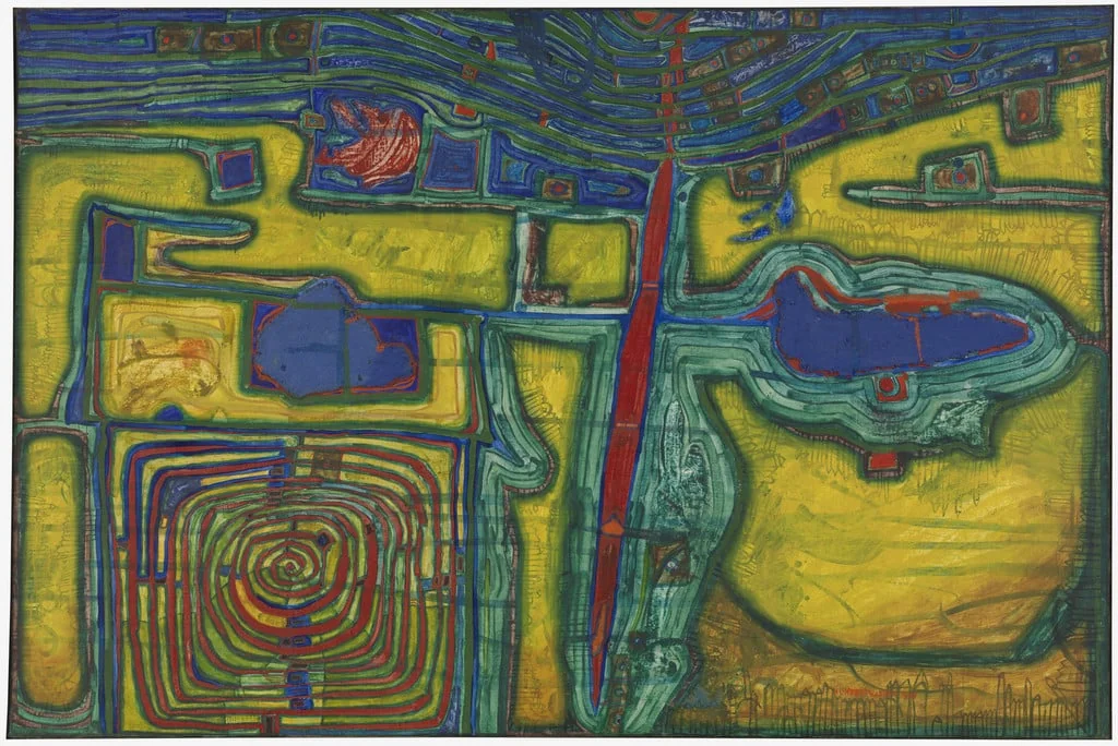 Untitled, by Hundertwasser, oil, 1959