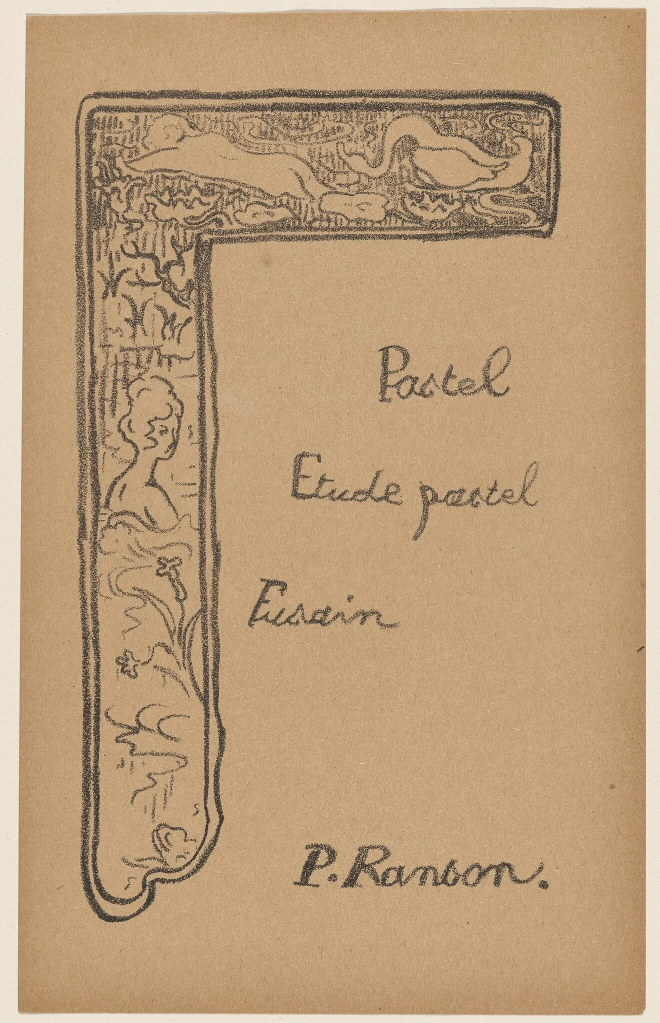 Vignette with Woman and Swans, by Paul Ranson, ink, 1893