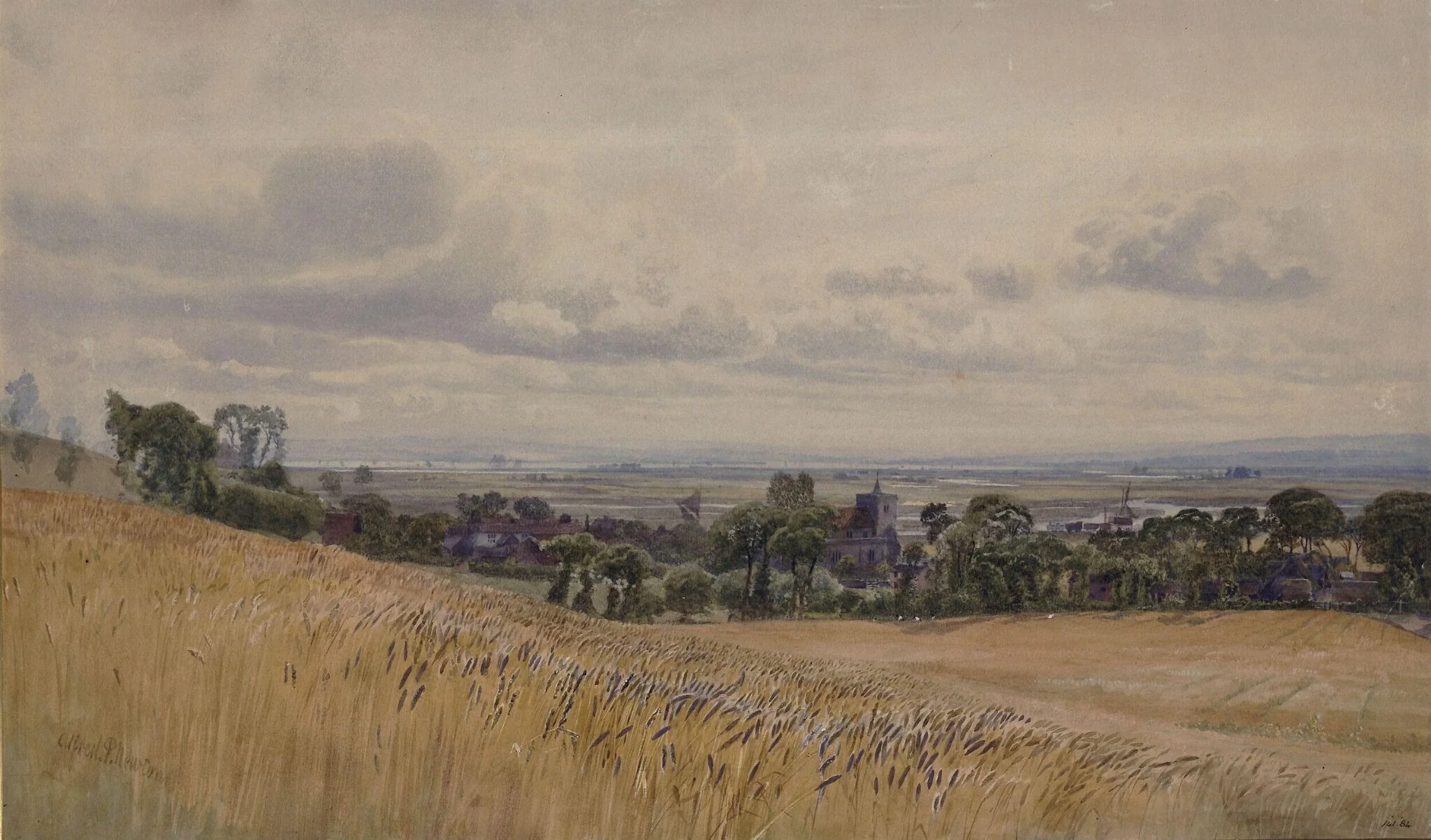Rayleigh, Essex, by Alfred Pizzi Newton, watercolor, 1850