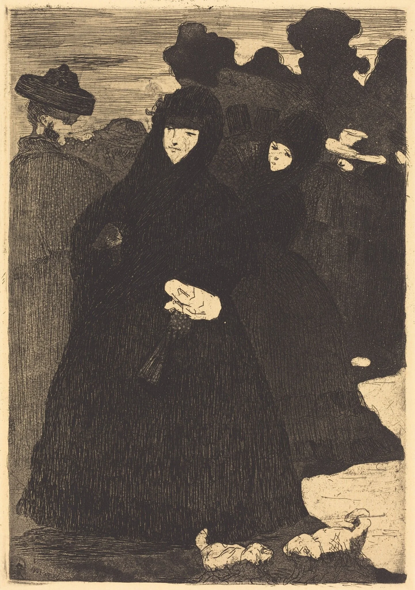 At the Prado (Au Prado), by Edouard Manet, ink, 1866