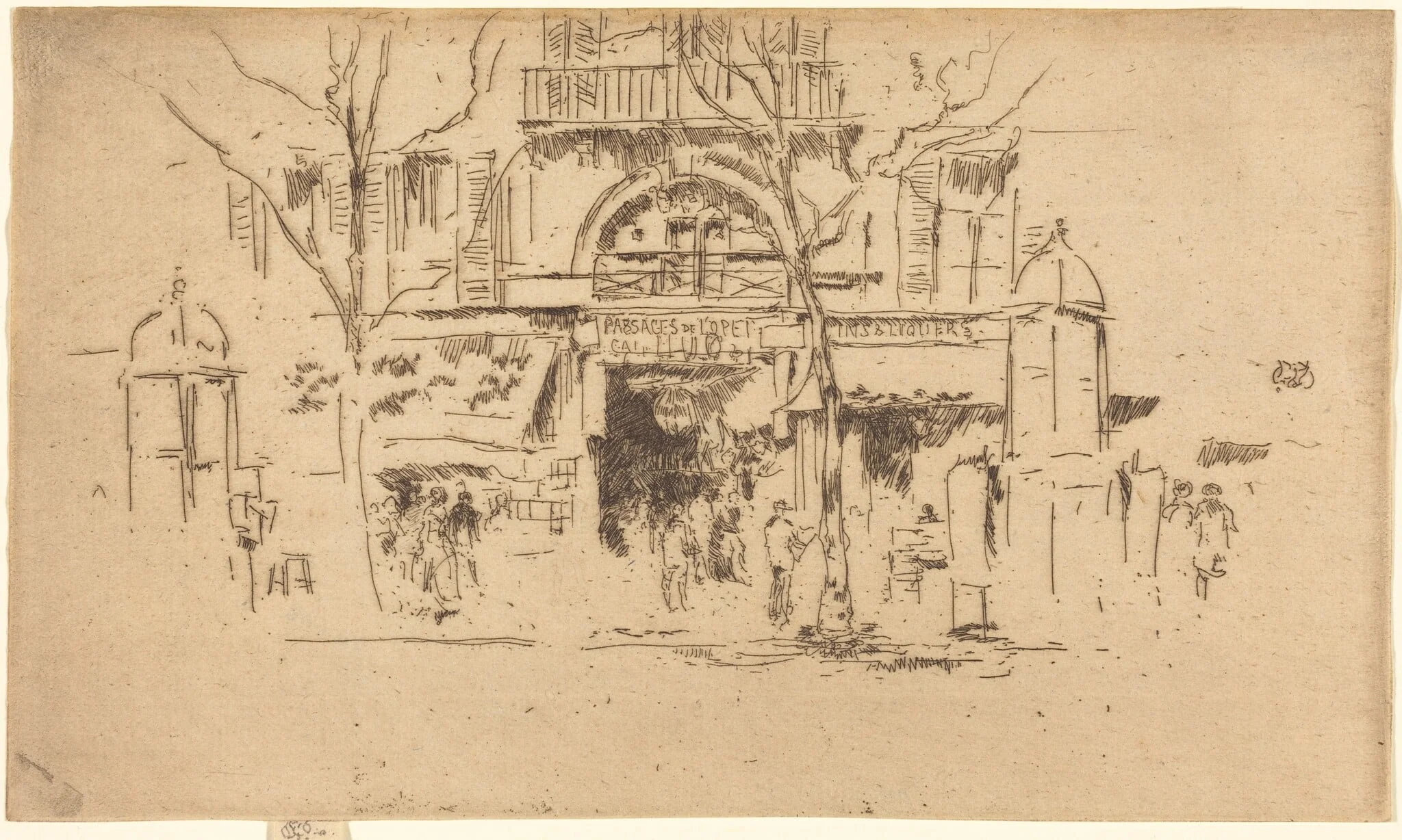 Passages de l'Opera, by James McNeill Whistler, ink, 1888