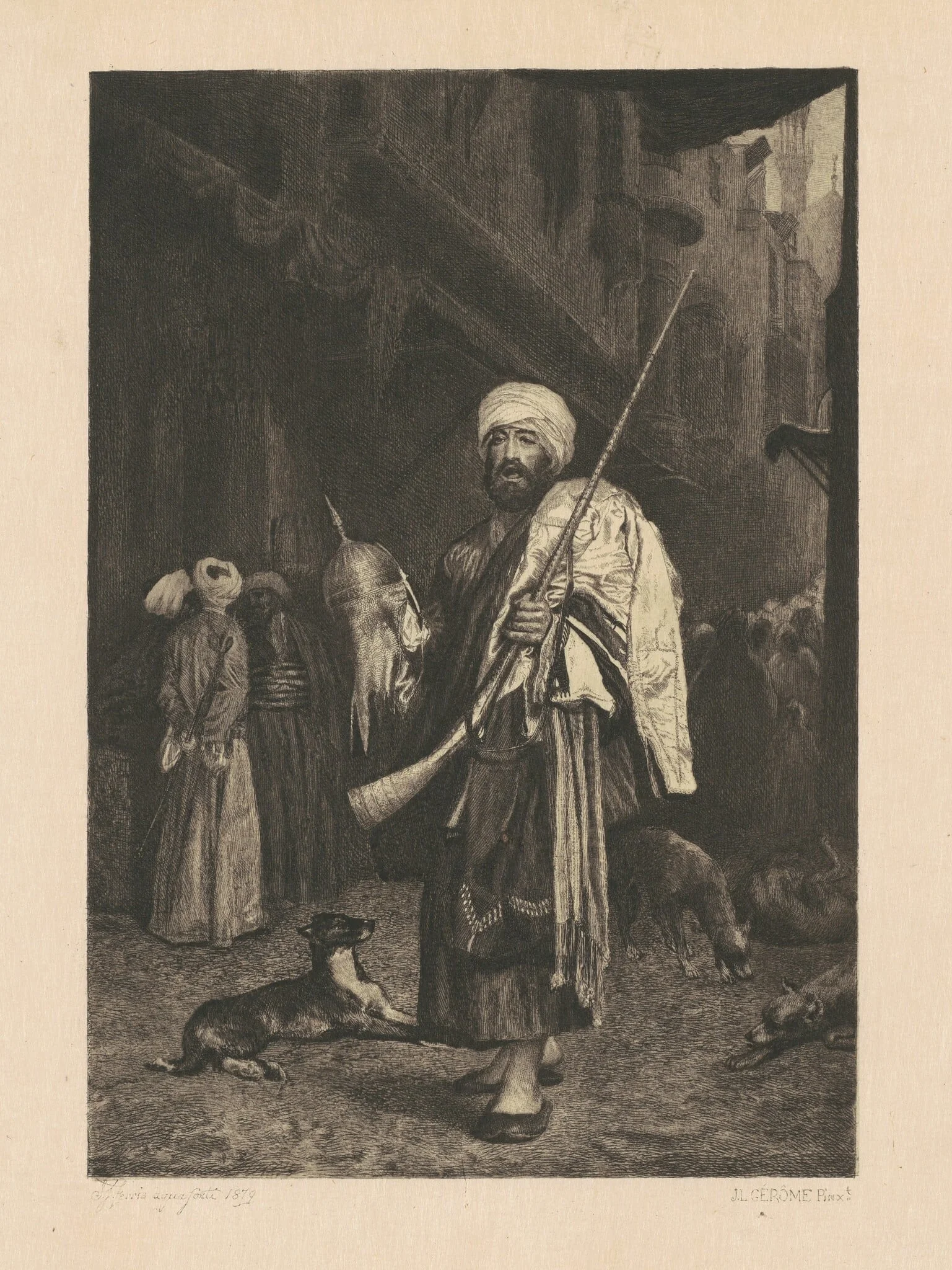 The Old Clothes Dealer, Cairo, by Stephen James Ferris, ink, 1879