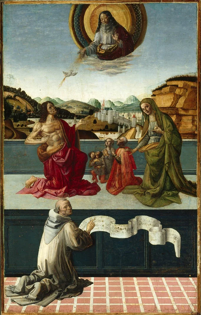 Christ and the Virgin Mary Interceding for Humanity, by Gherardo di Giovanni del Fora, oil, 1496