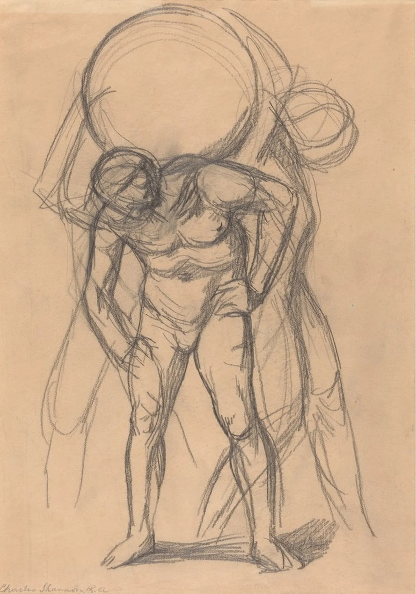 Study of Atlas, by Charles Haslewood Shannon, graphite, 1900