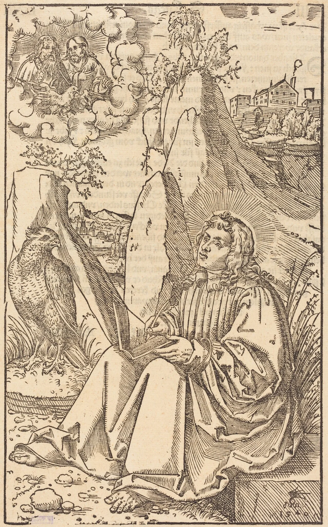 Saint John in a Landscape, by Lucas Cranach the Younger, ink, 1540
