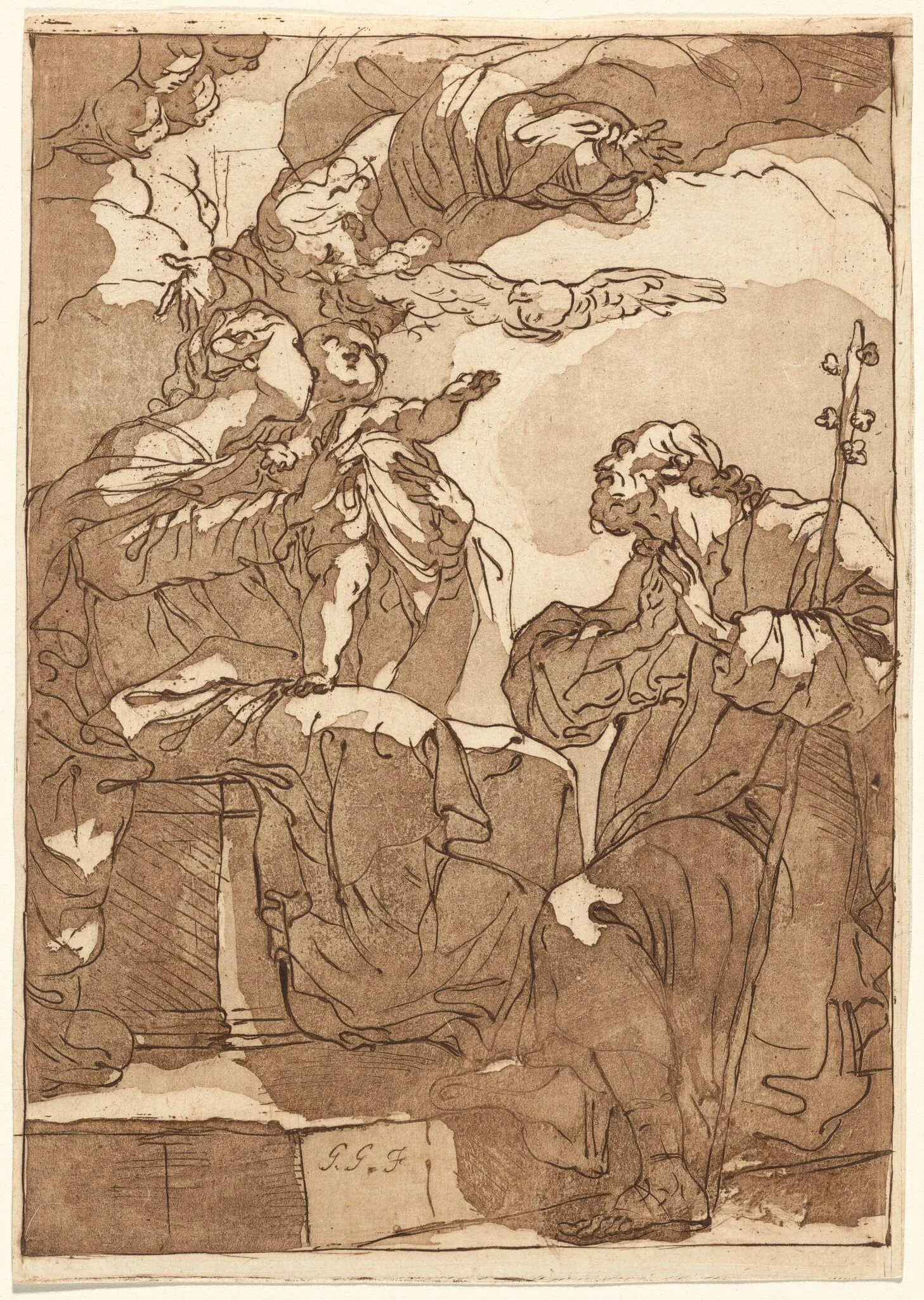 The Holy Family with God the Father, by Gaetano Gandolfi, ink, 1780
