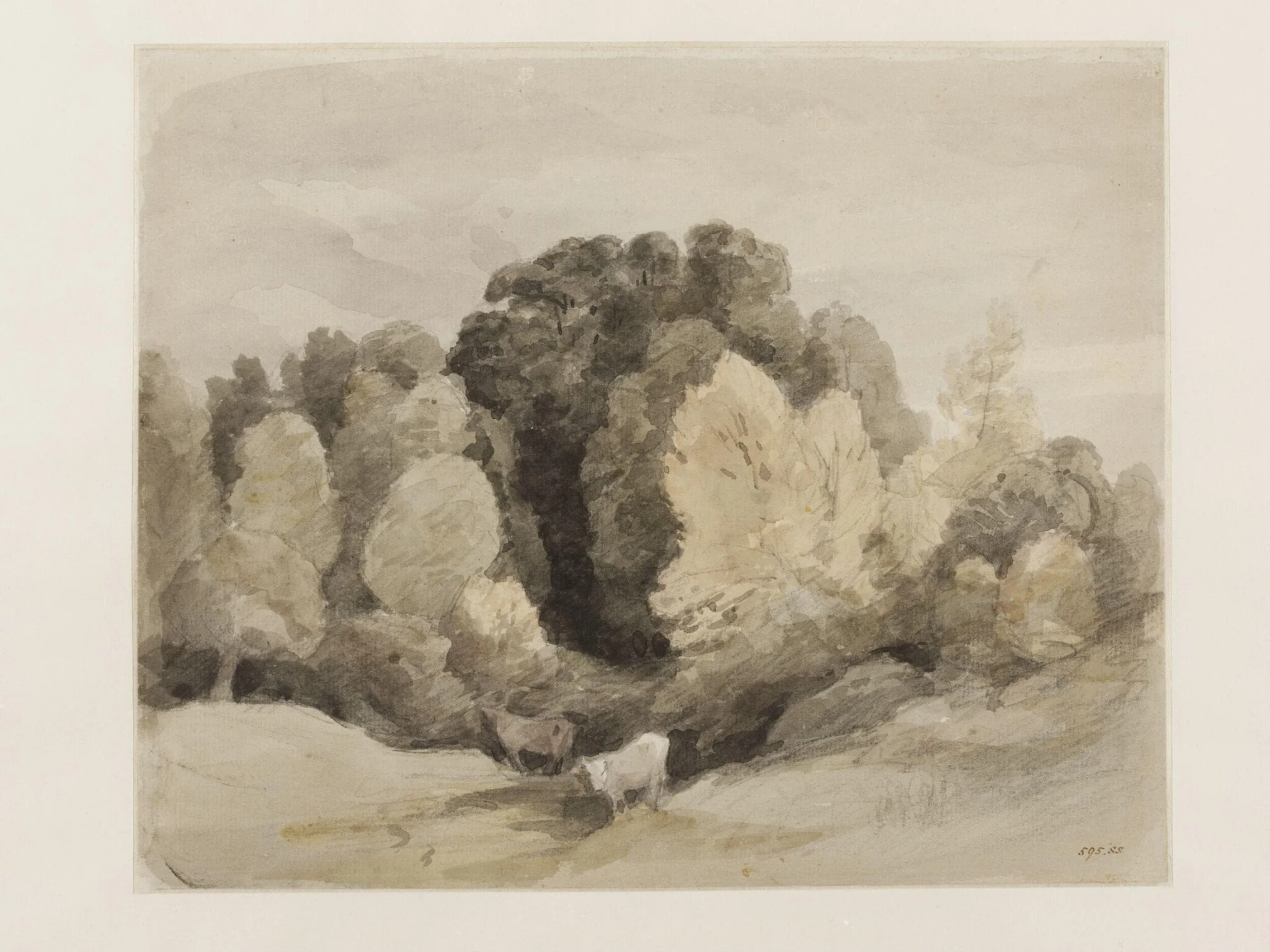 Cattle near the edge of the wood, by John Constable, paint, 1802