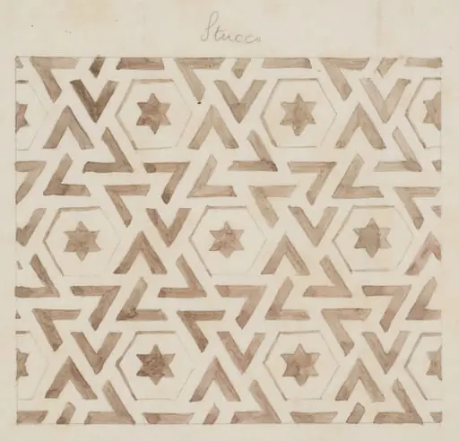 One of 16 drawings and tracings of Saracenic pavements, ornament, lattices etc in Cairo