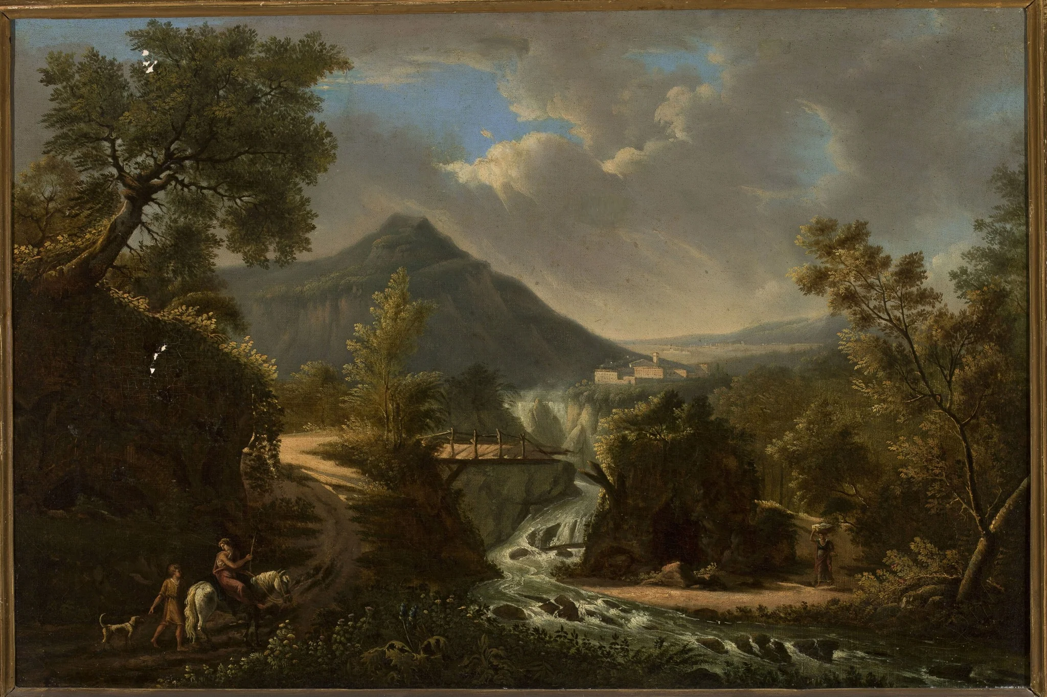 Italian landscape with a river and staffage