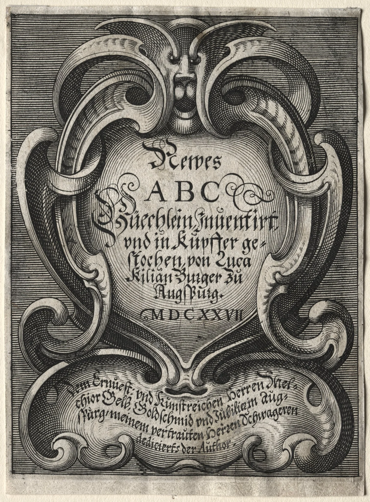 New ABC Booklet:  Title Page, by Lucas Kilian, 1627