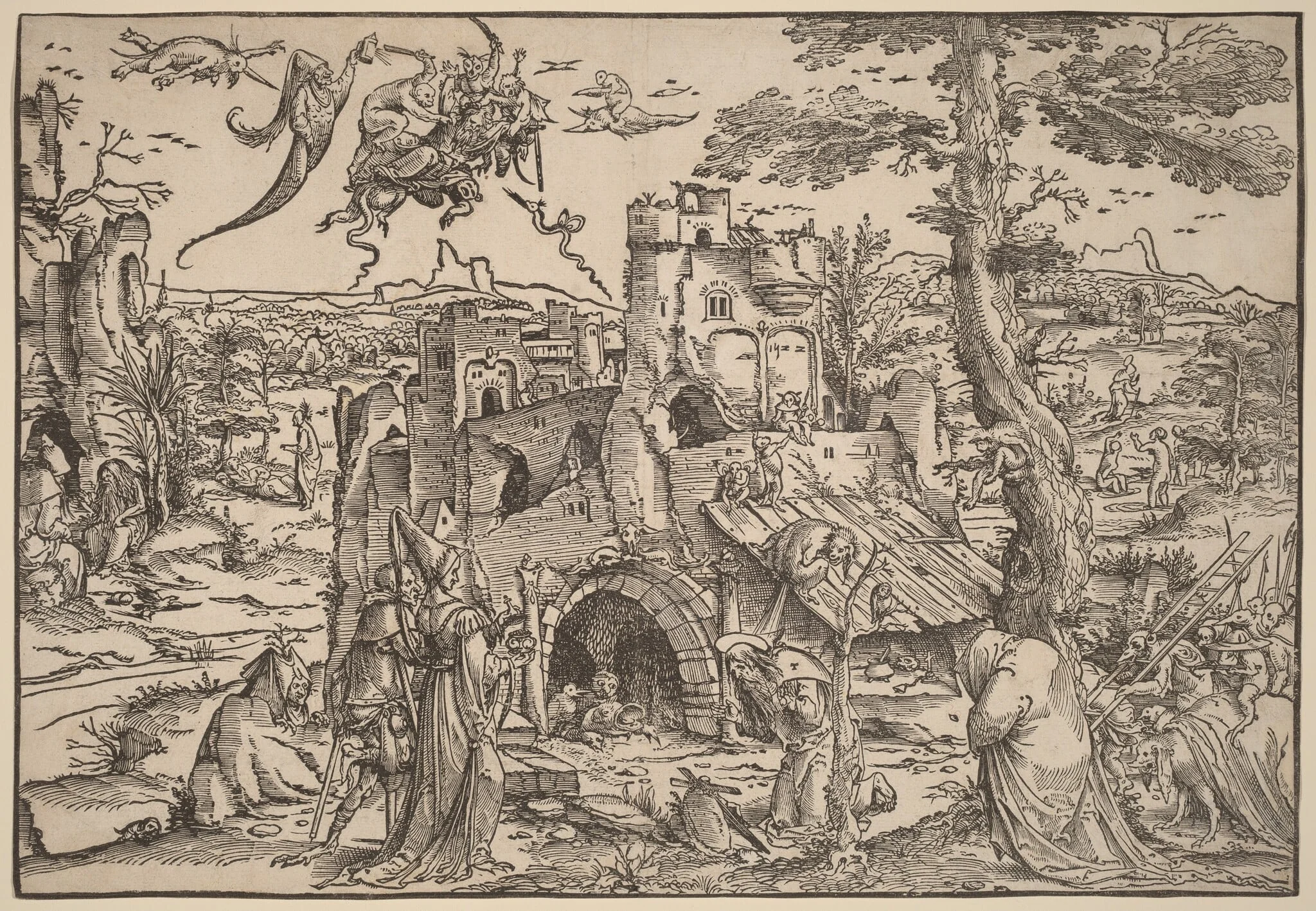 The Temptation of Saint Anthony, by Jan Wellens de Cock, ink, 1522