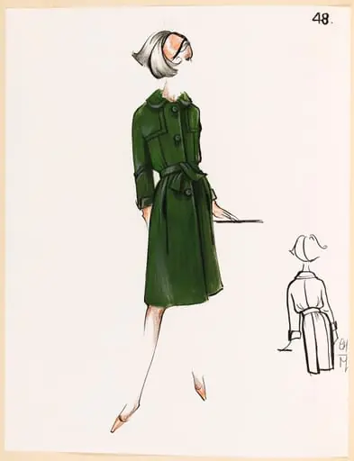 Manteau vert bouteille noué à la taille