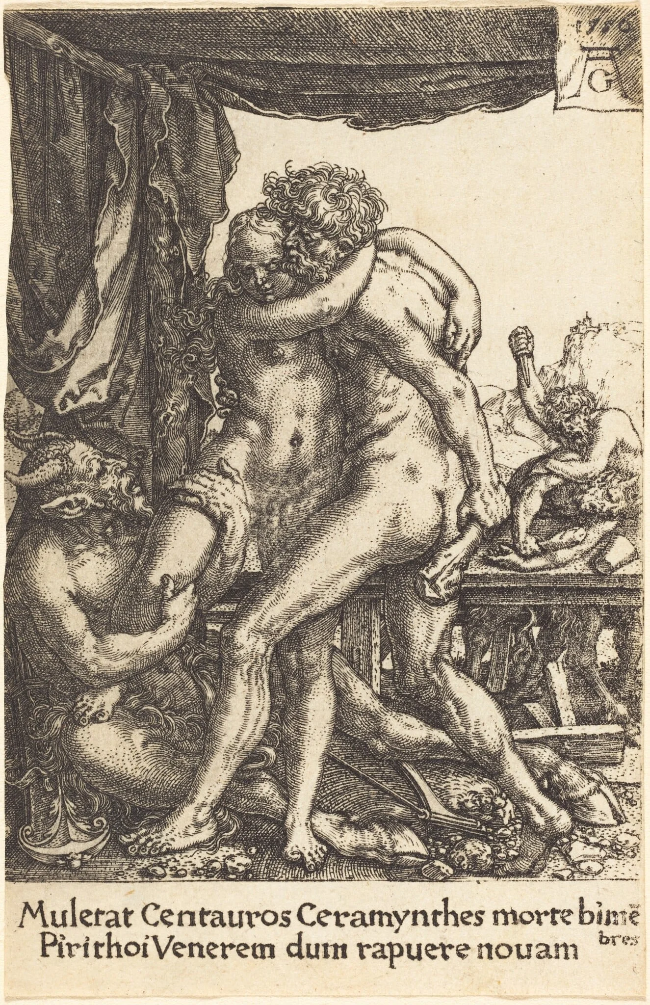 Hercules Preventing the Centaurs from the Rape of Hippodamia, by Heinrich Aldegrever, 1550