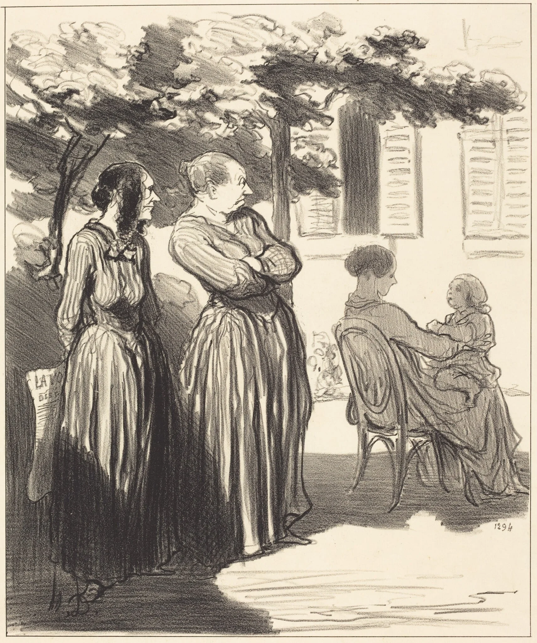 Voila une femme qui, a l'heure solennelle..., by Honoré Daumier, ink, 1848