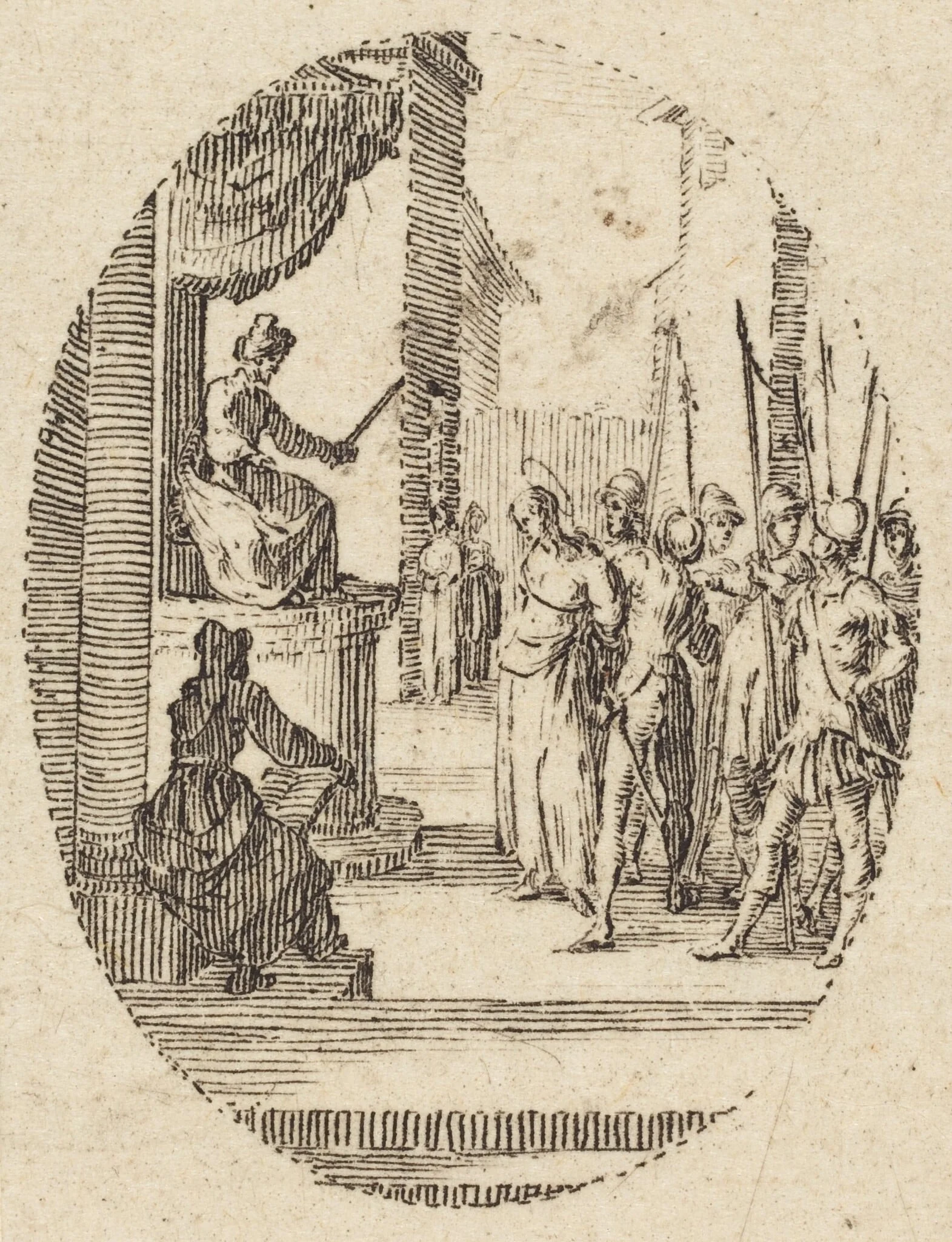 Christ before Pilate, by Jacques Callot, ink, 1631