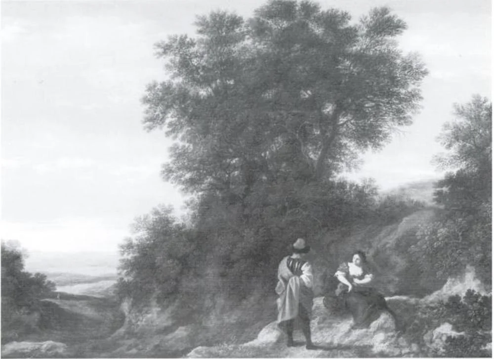 Landscape with a Couple, by Pieter de Molijn, oil, 1635