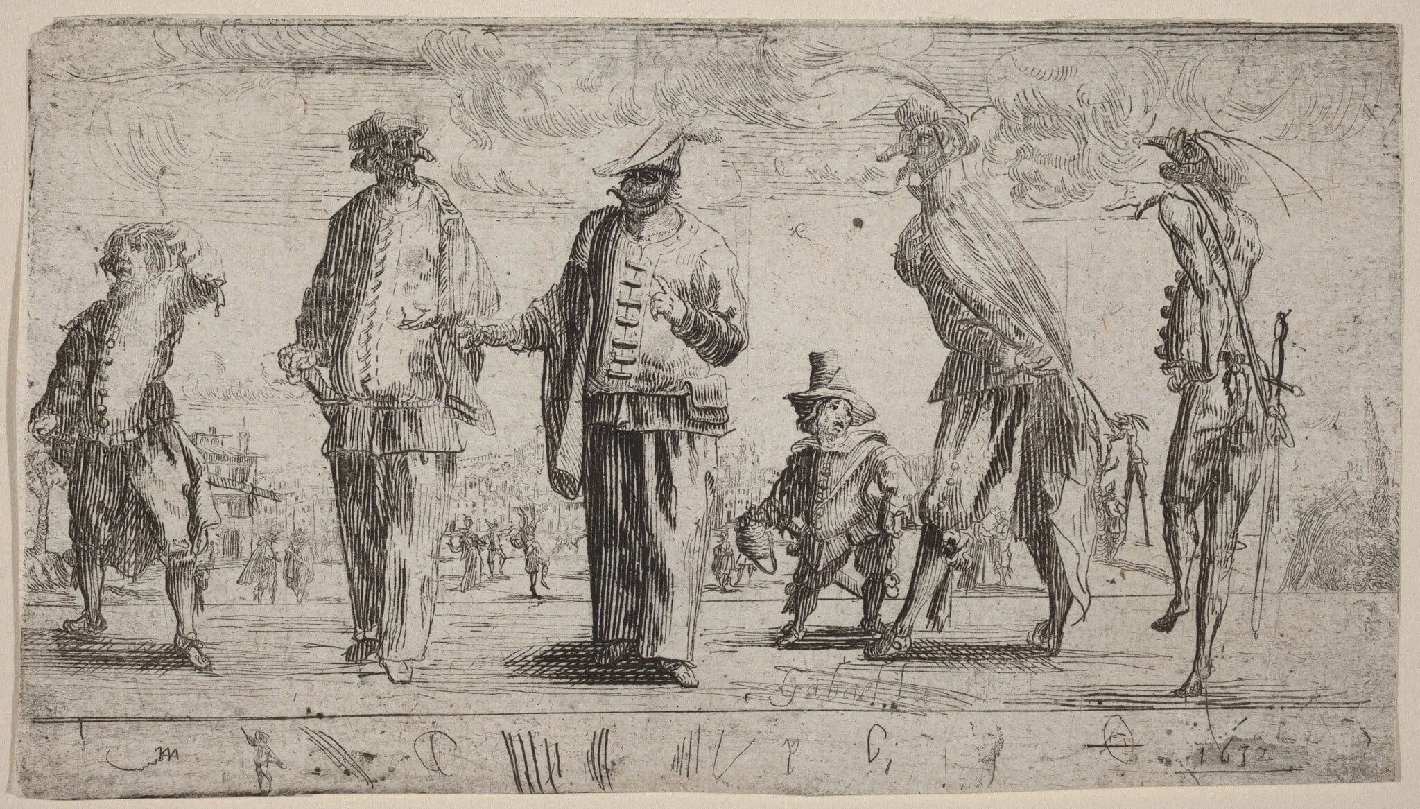 Pantaloons, by Stefano Della Bella, ink, 1632