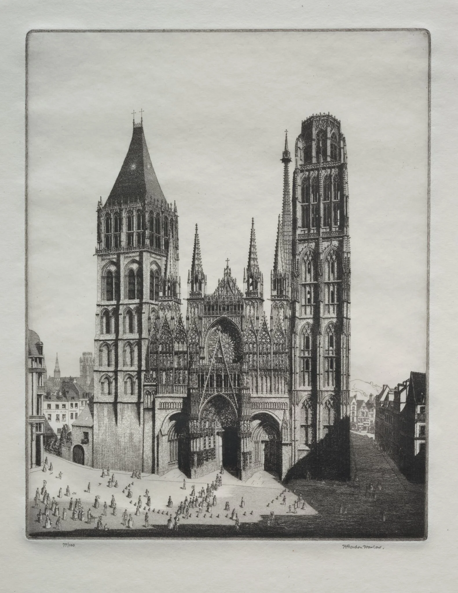 Rouen Cathedral, by Herbert Gordon Warlow, 1923